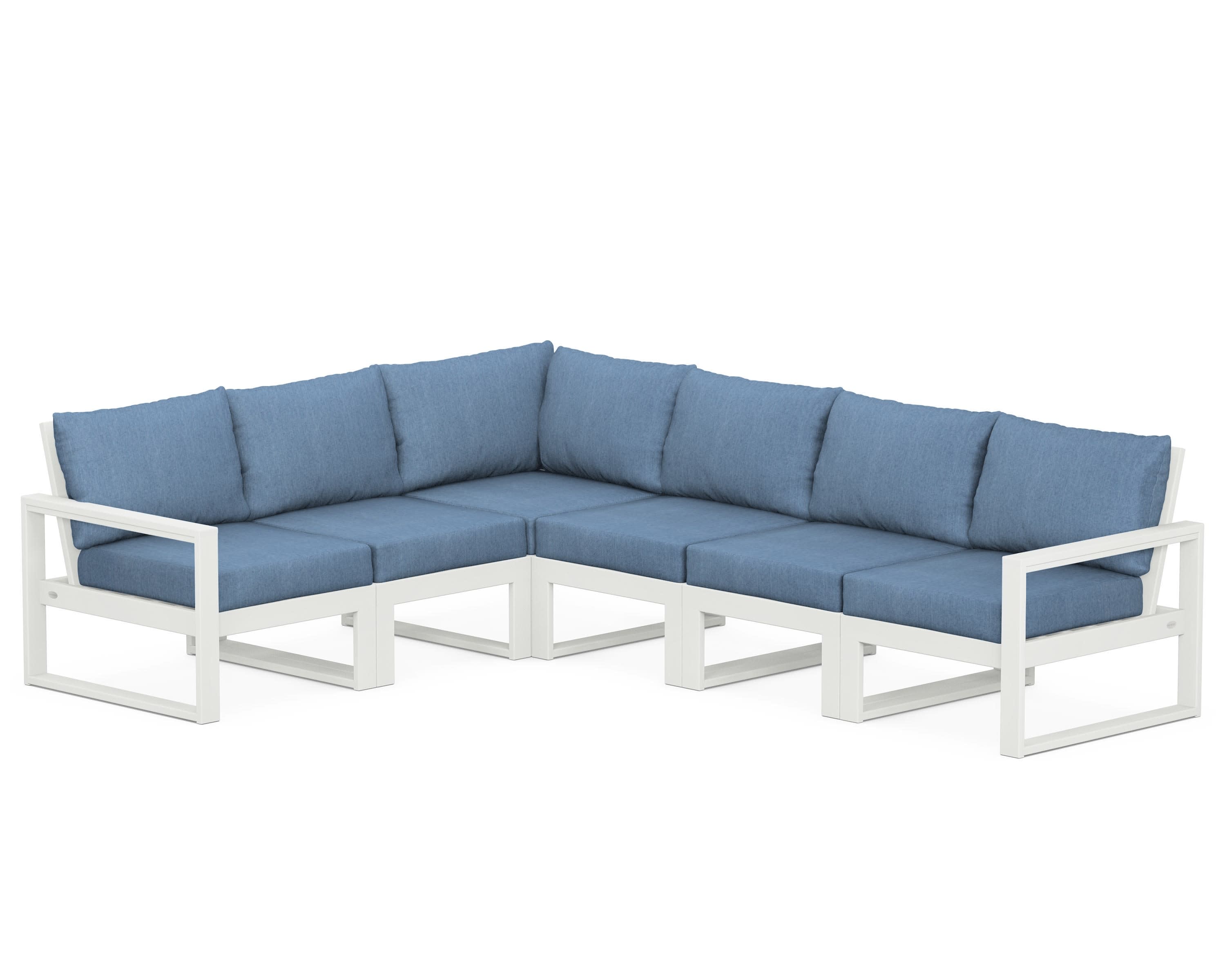 EDGE 6-Piece Modular Deep Seating Set in Vintage White / Sky Blue