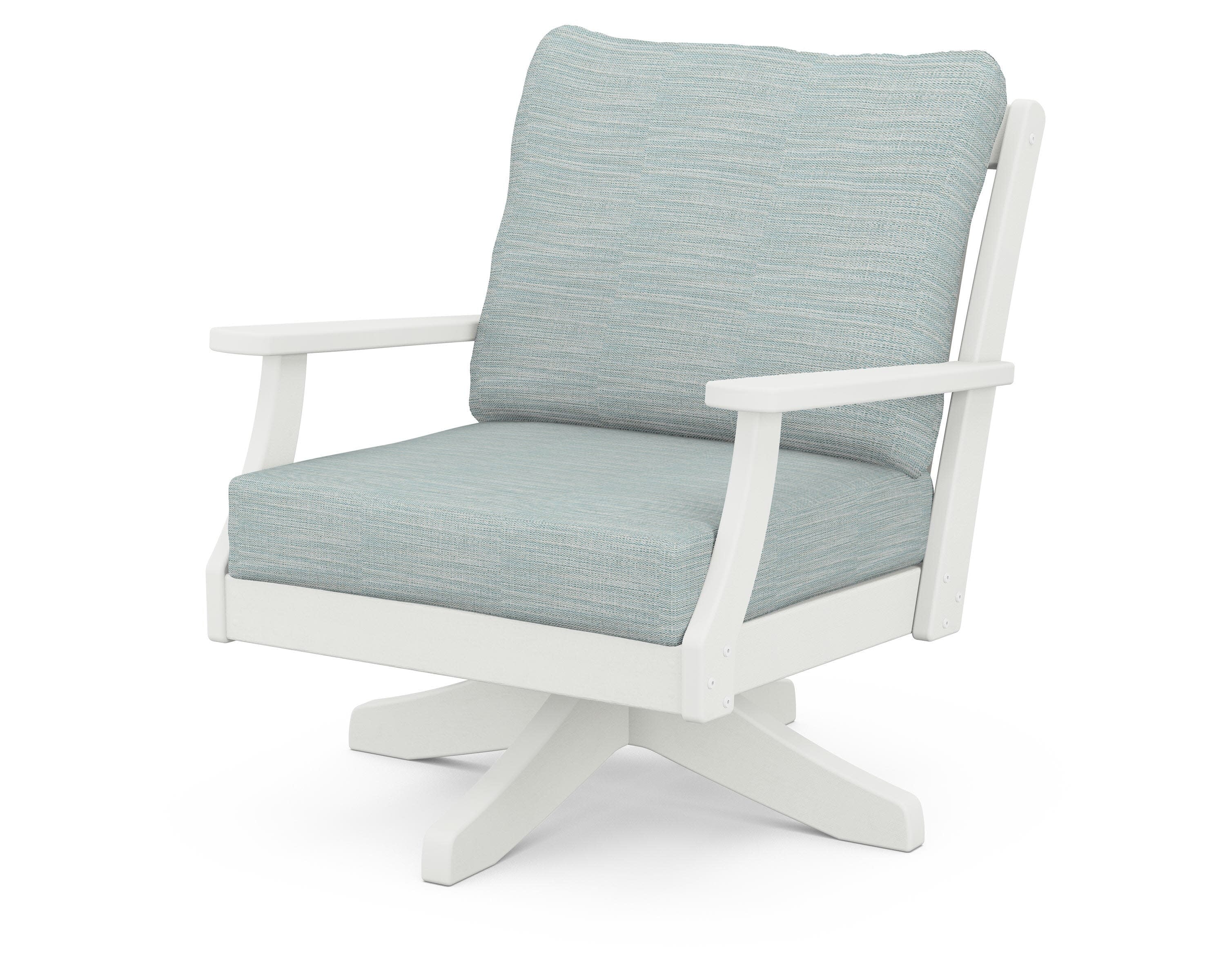 Braxton Deep Seating Swivel Chair in Vintage White / Soothe Mist