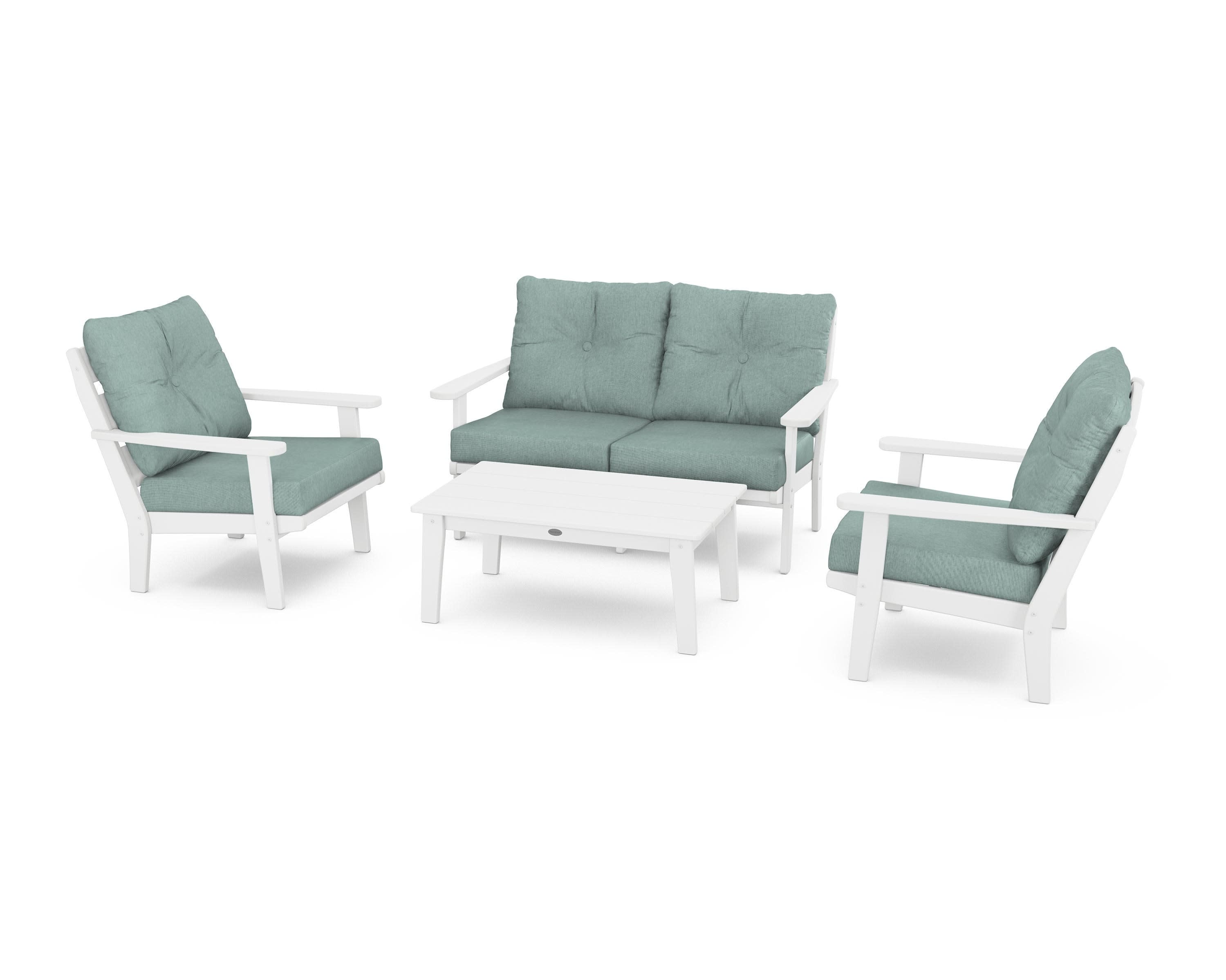 Lakeside 4-Piece Deep Seating Set in White / Glacier Spa
