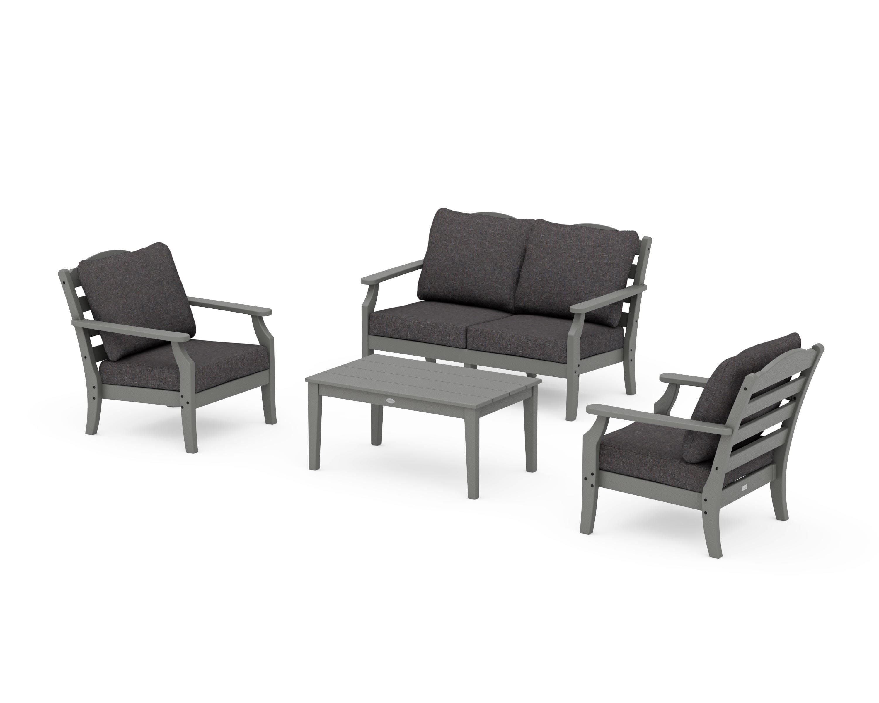 Savannah 4-Piece Deep Seating Set with Loveseat in Slate Grey / Ash Charcoal