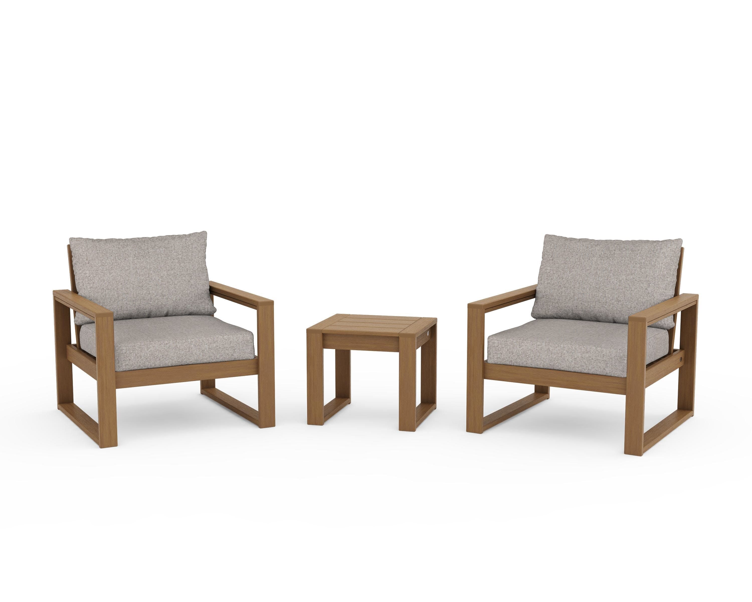 EDGE Sectional 3-Piece Deep Seating Set in Natural / Weathered Tweed