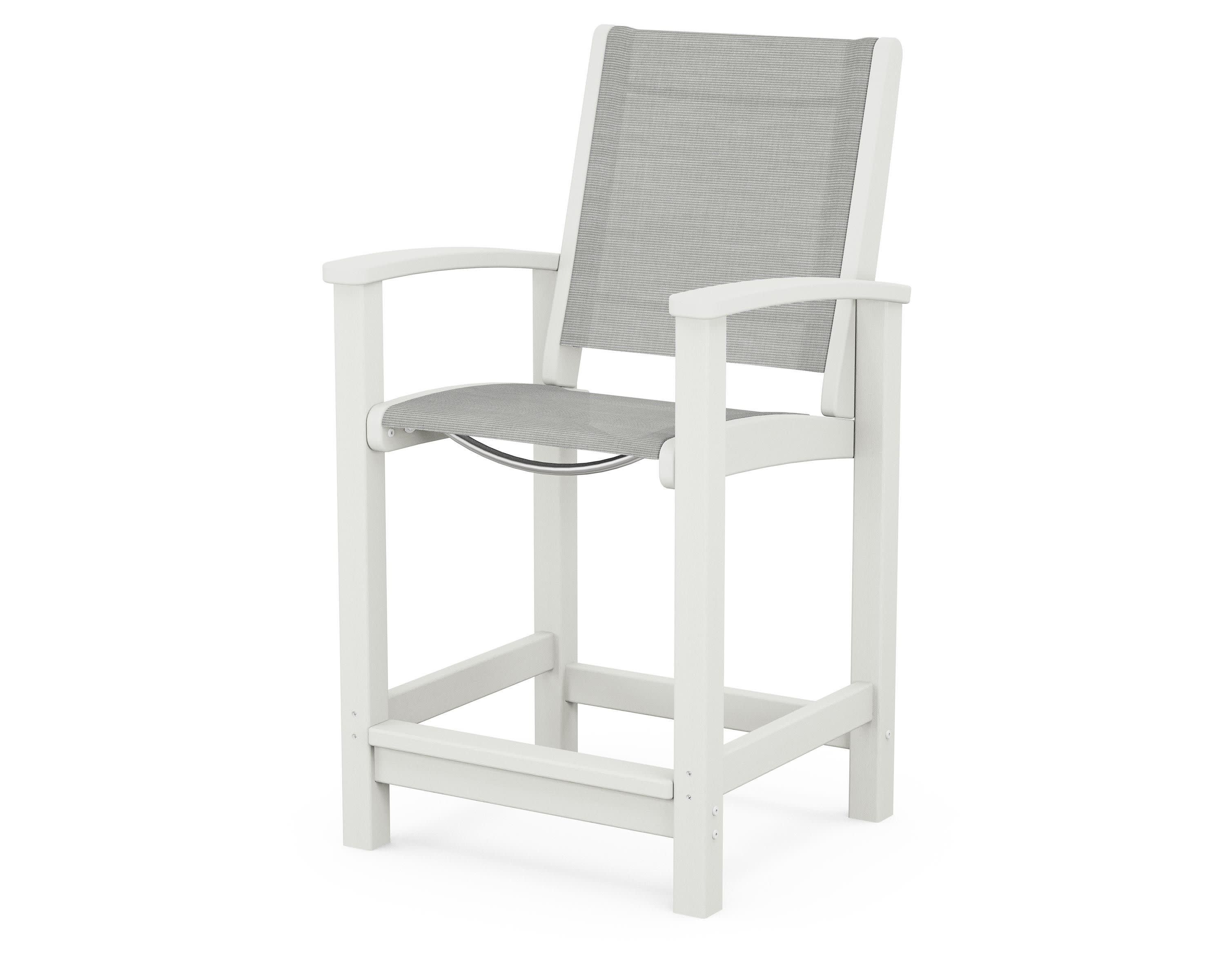 Coastal Counter Chair in Vintage White / Metallic Sling