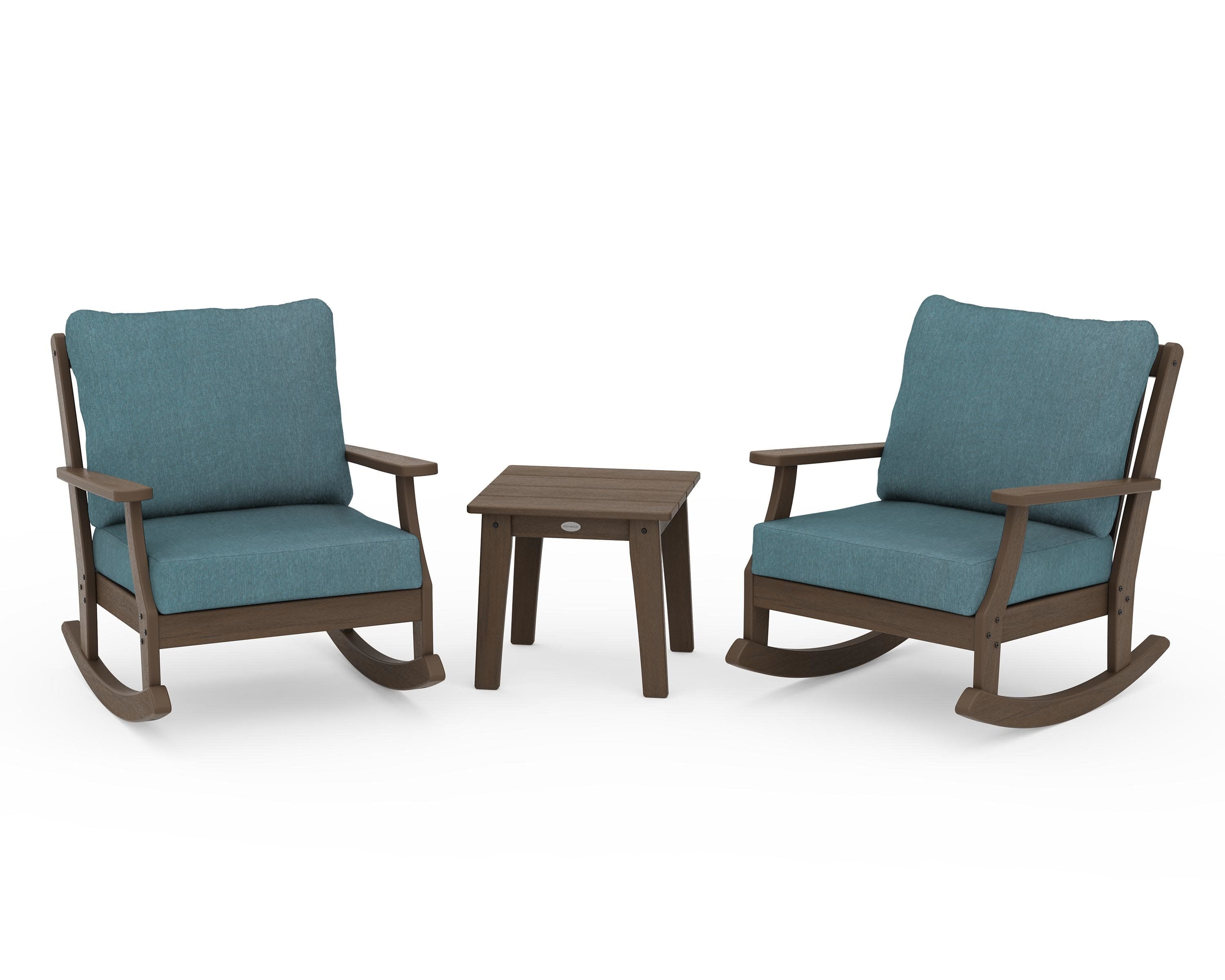 Braxton 3-Piece Deep Seating Rocker Set in Kona / Ocean Teal