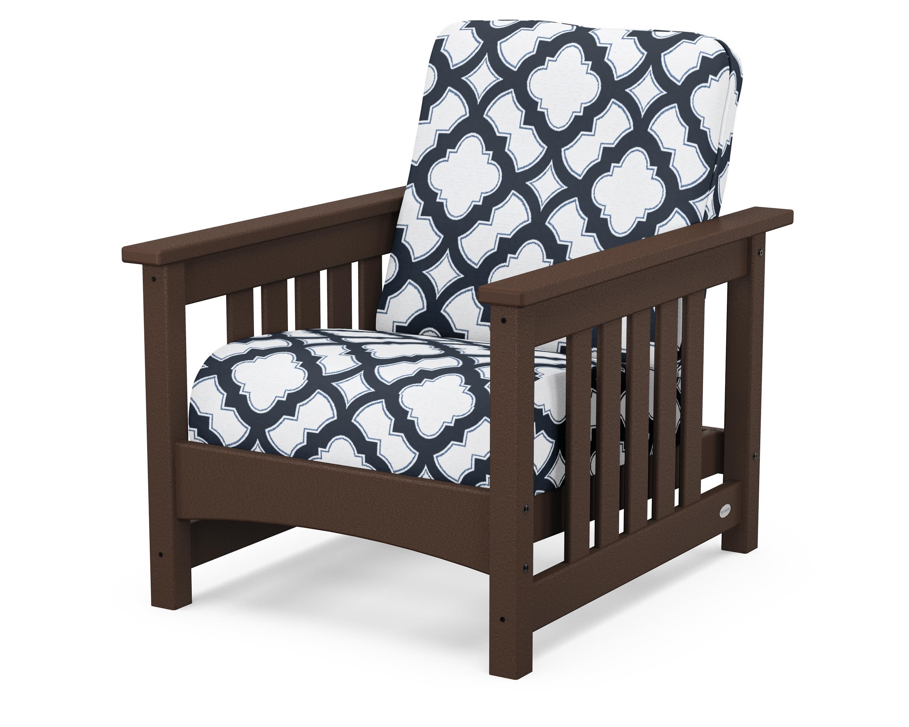Club Mission Chair in Mahogany / Trellis Marine Indigo