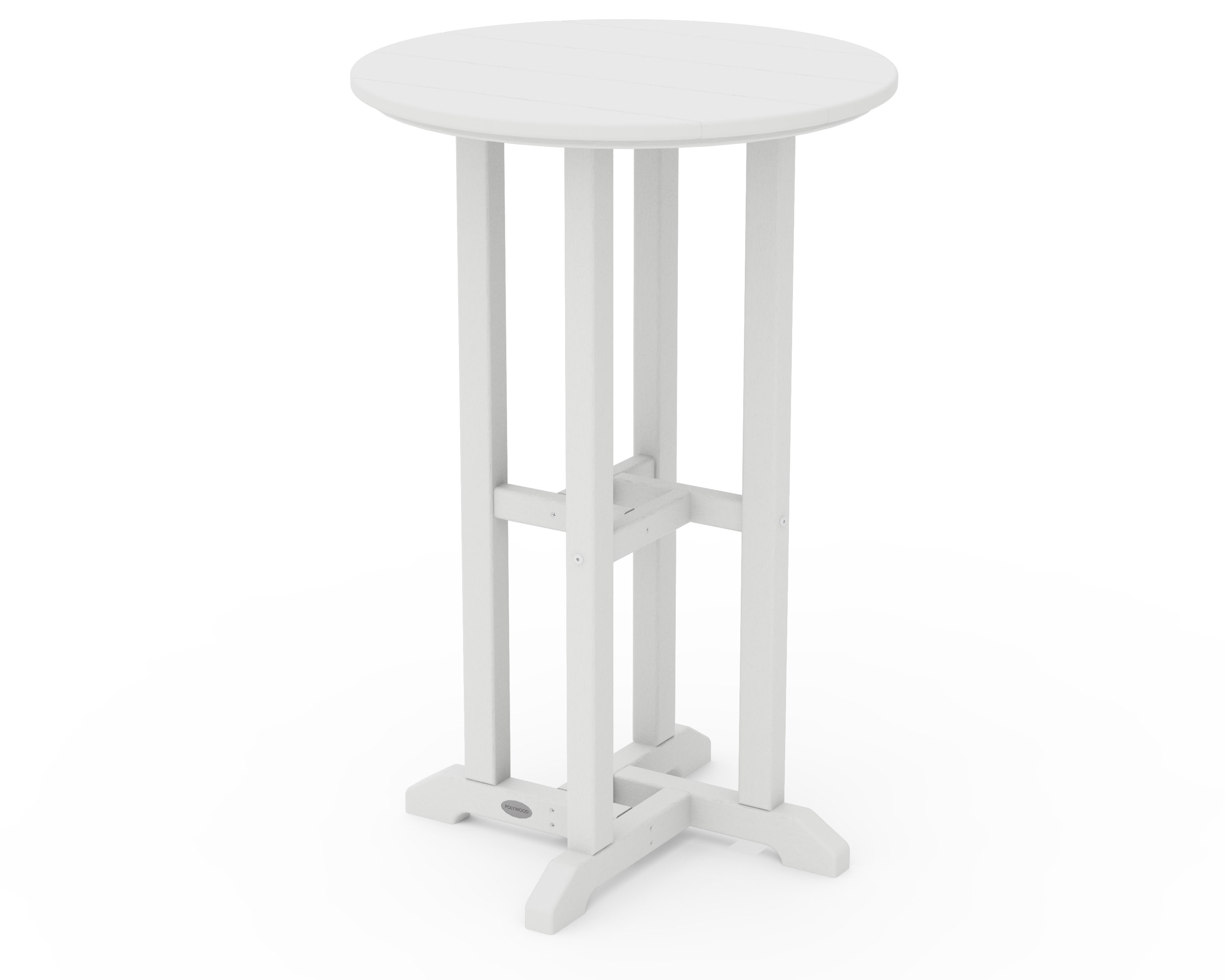 24" Round Farmhouse Counter Bistro Table in Vintage White