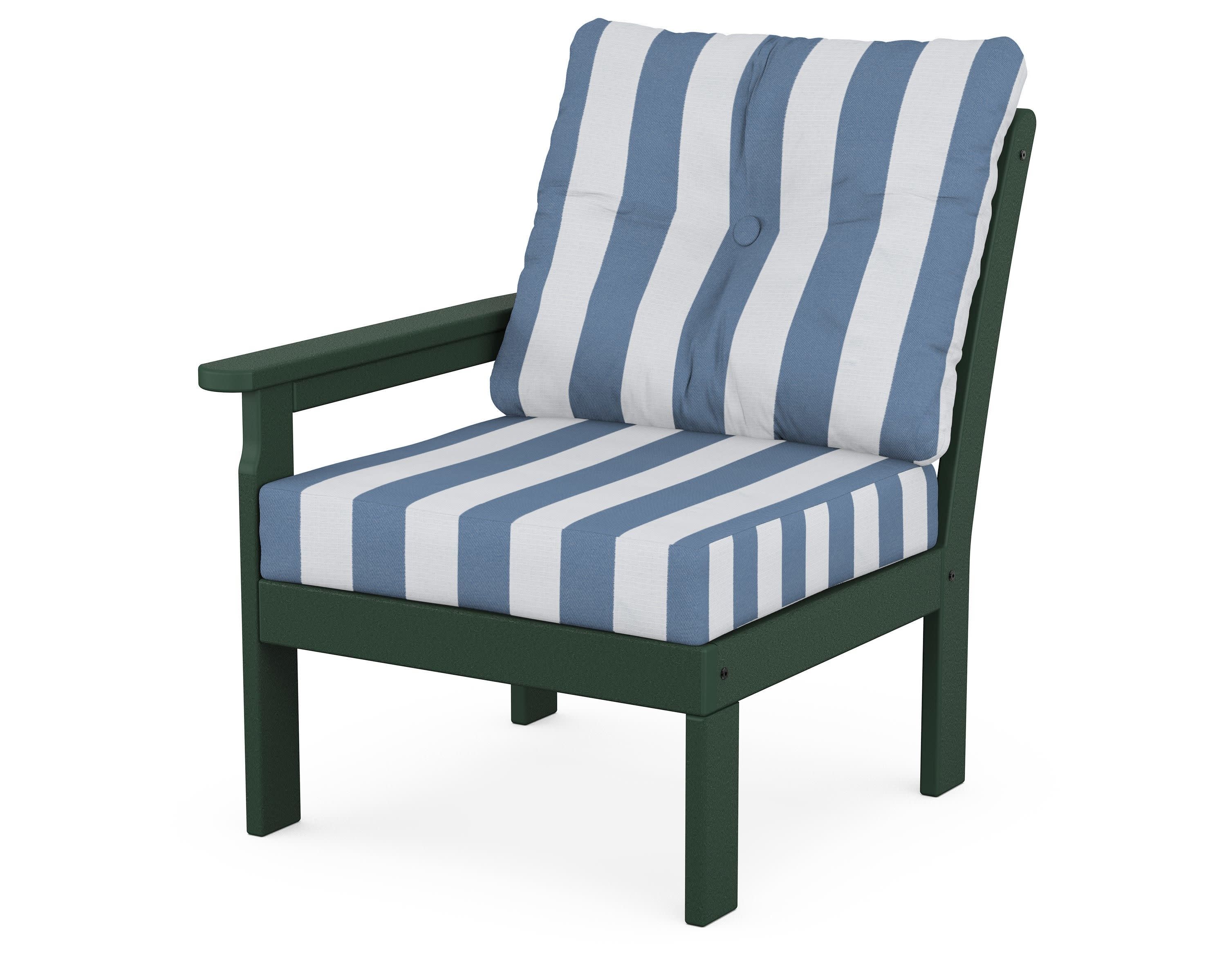 Vineyard Modular Left Arm Chair in Green / Cabana Stripe Sky Blue