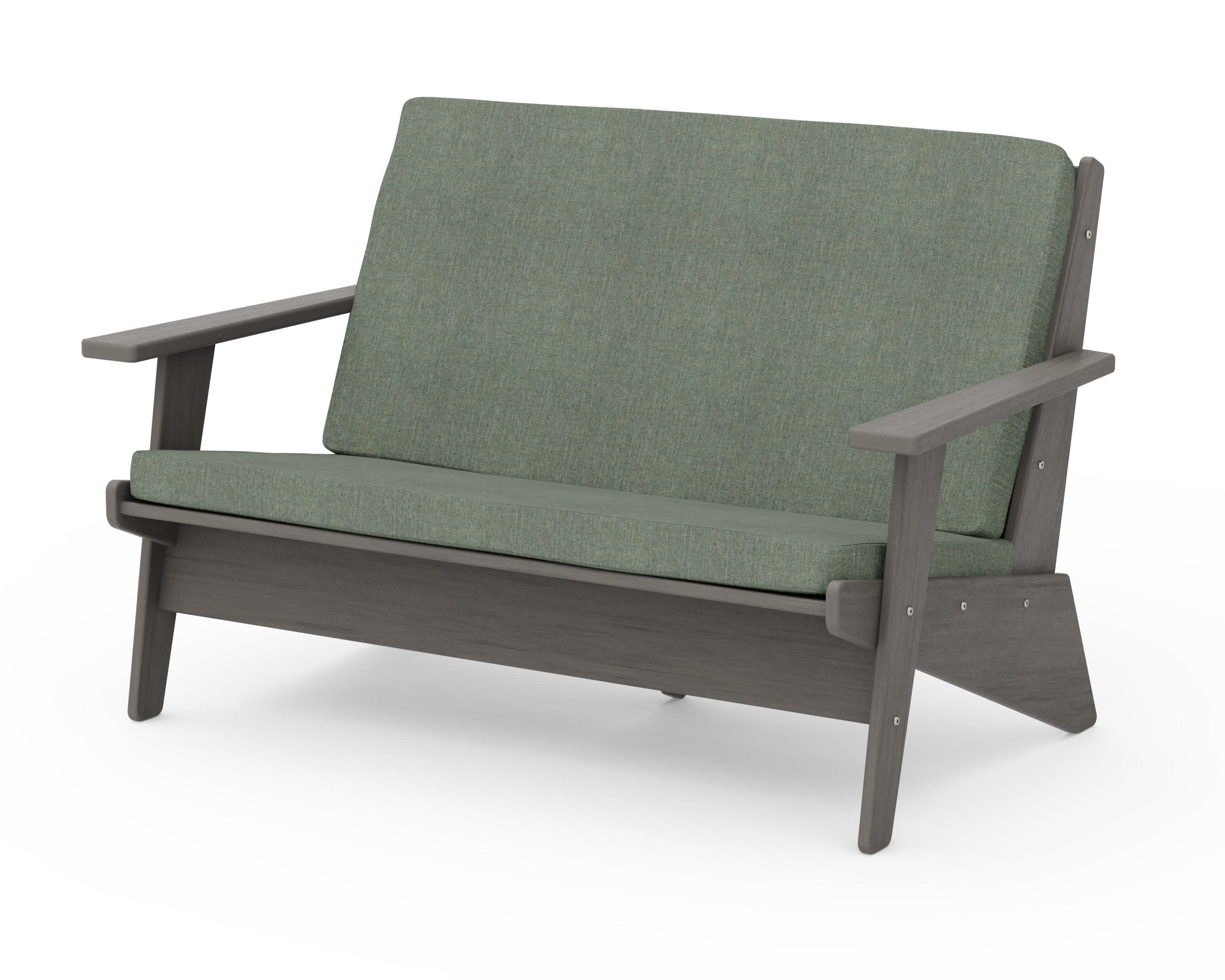 Riviera Modern Lounge Loveseat in Driftwood / Cast Sage