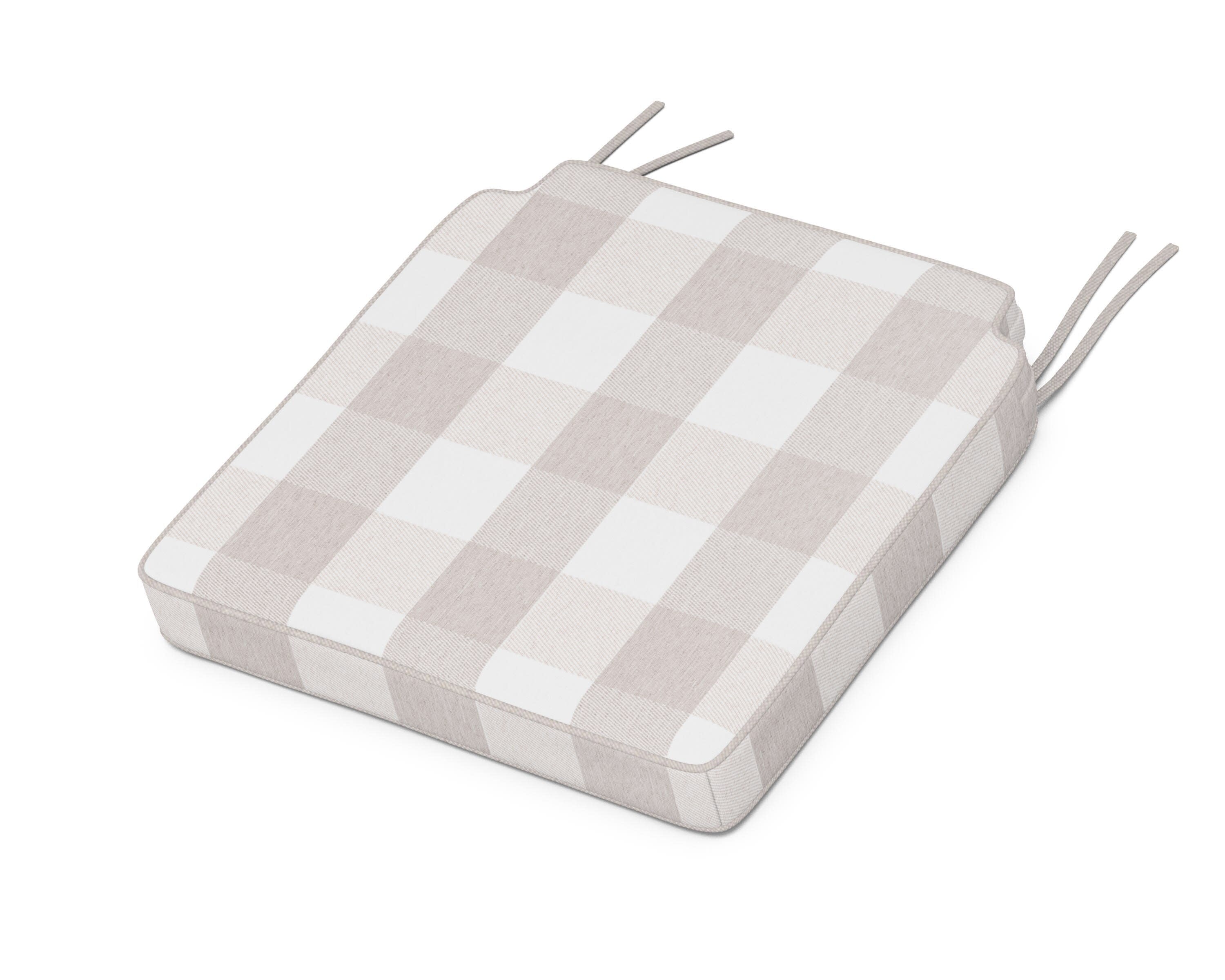 Acadia Dining Side Seat Cushion in Buffalo Plaid Dune Burlap