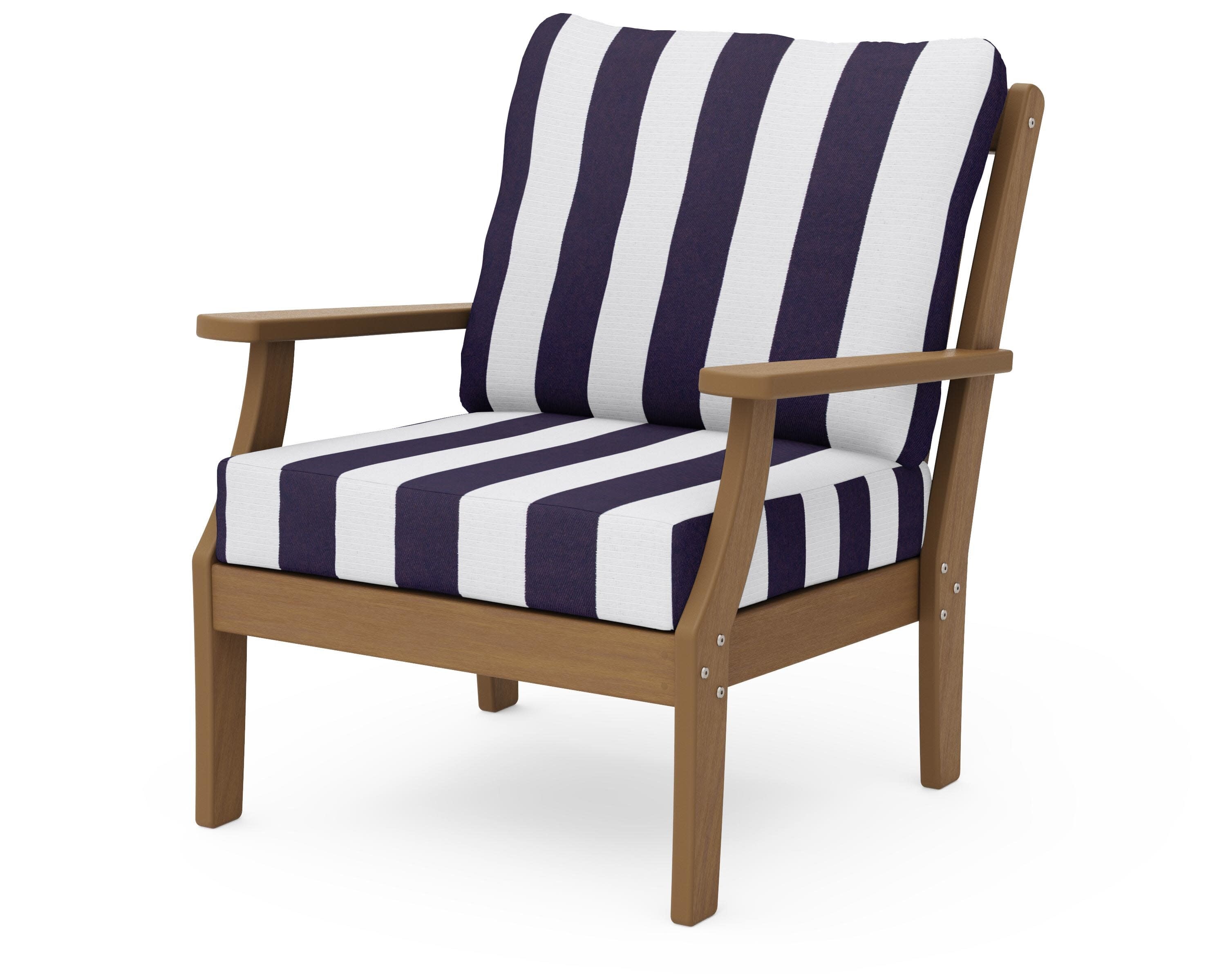 Braxton Deep Seating Chair in Natural / Cabana Stripe Navy