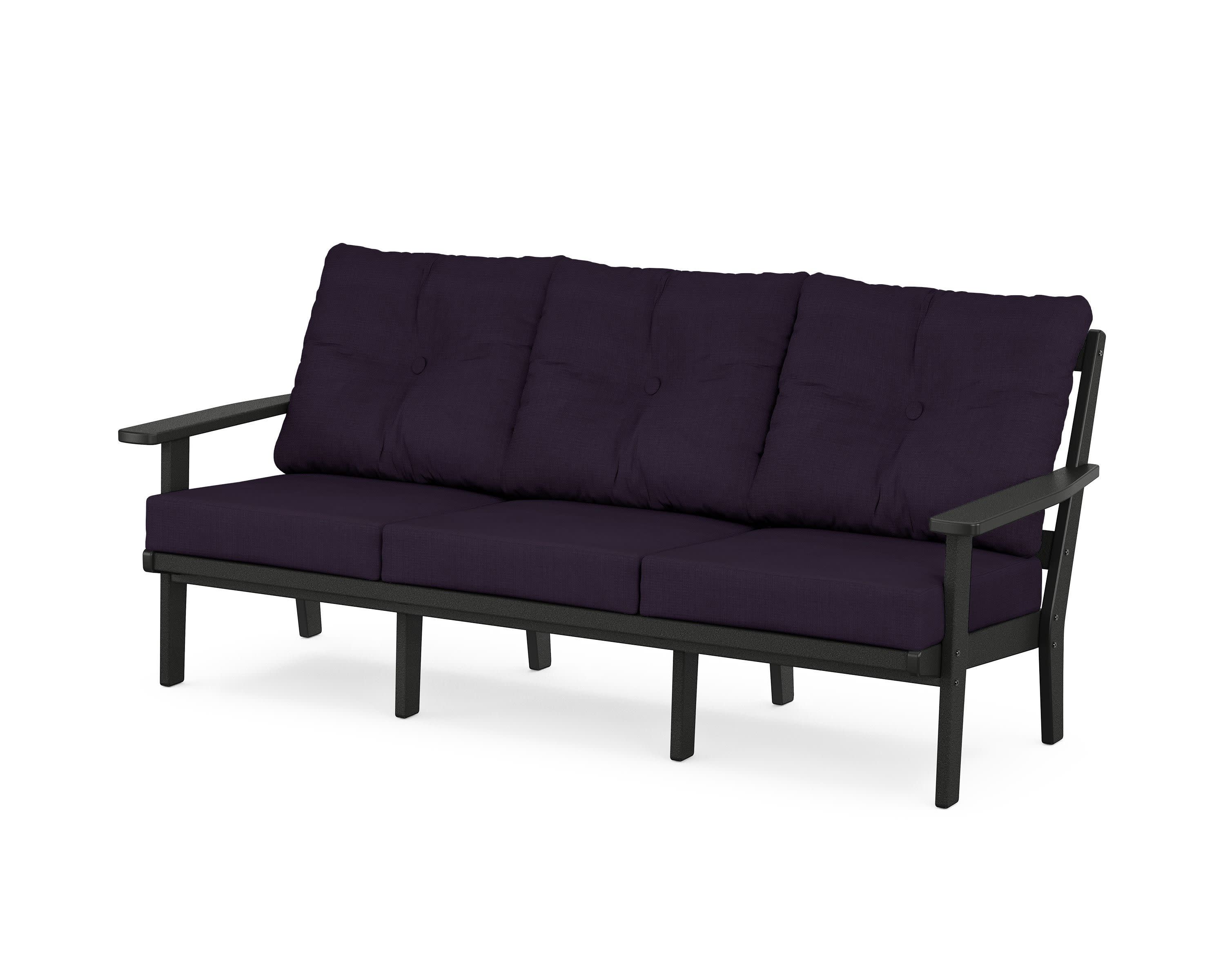 Oxford Deep Seating Sofa in Black / Navy Linen