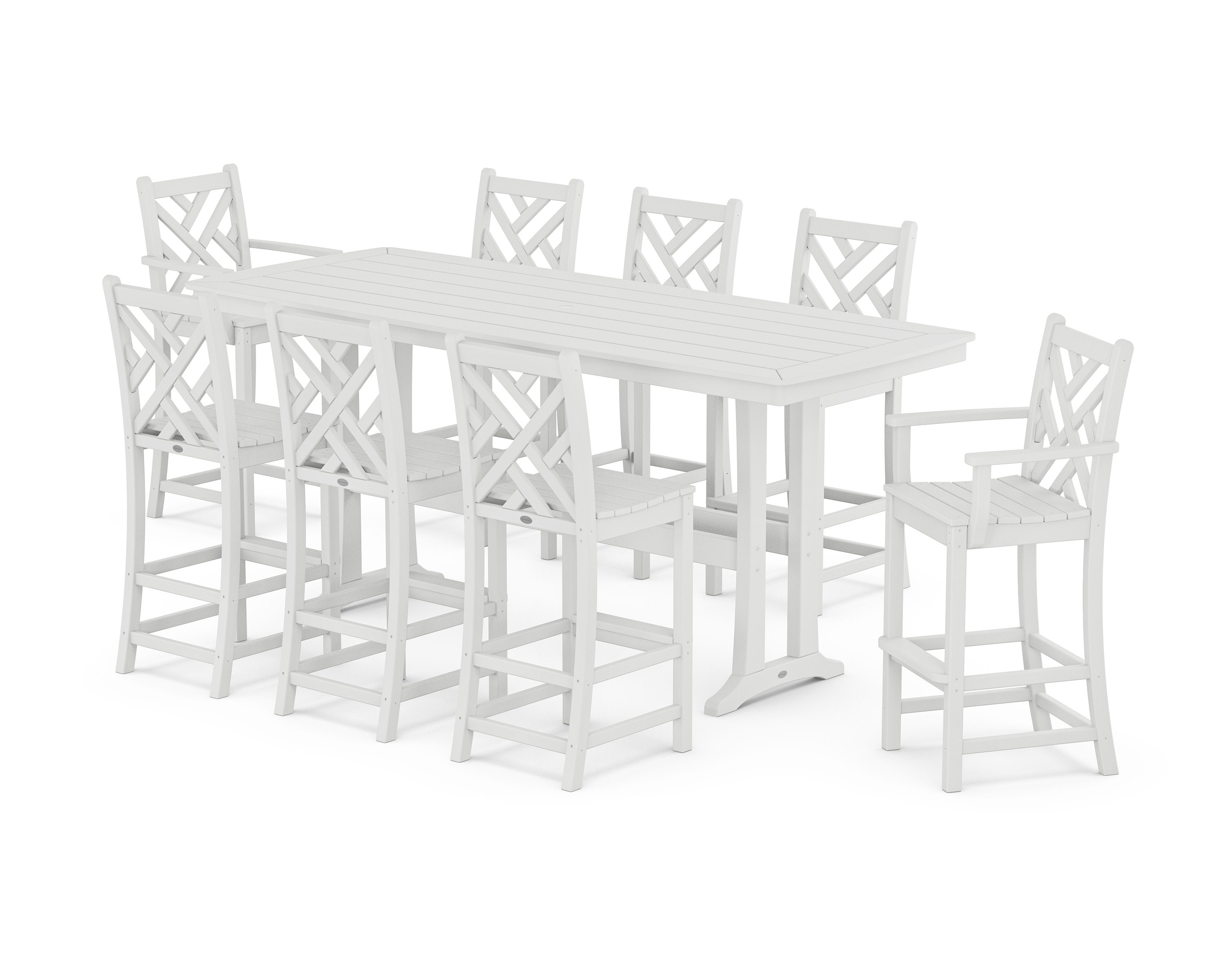 Chippendale 9-Piece Bar Set with Trestle Legs in White