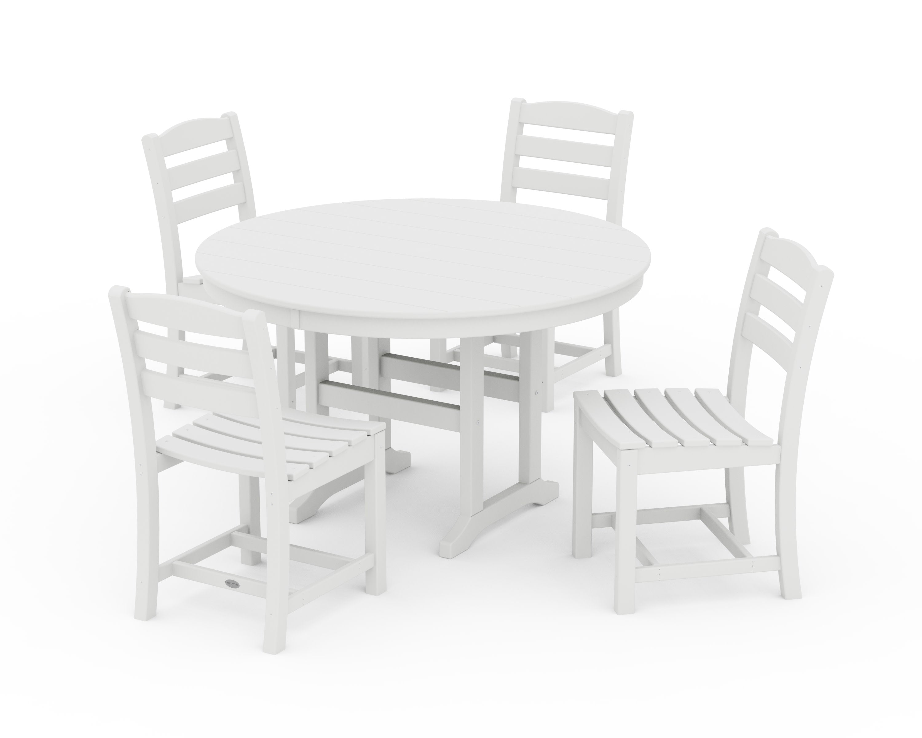 La Casa Caf Side Chair 5-Piece Round Farmhouse Dining Set in White