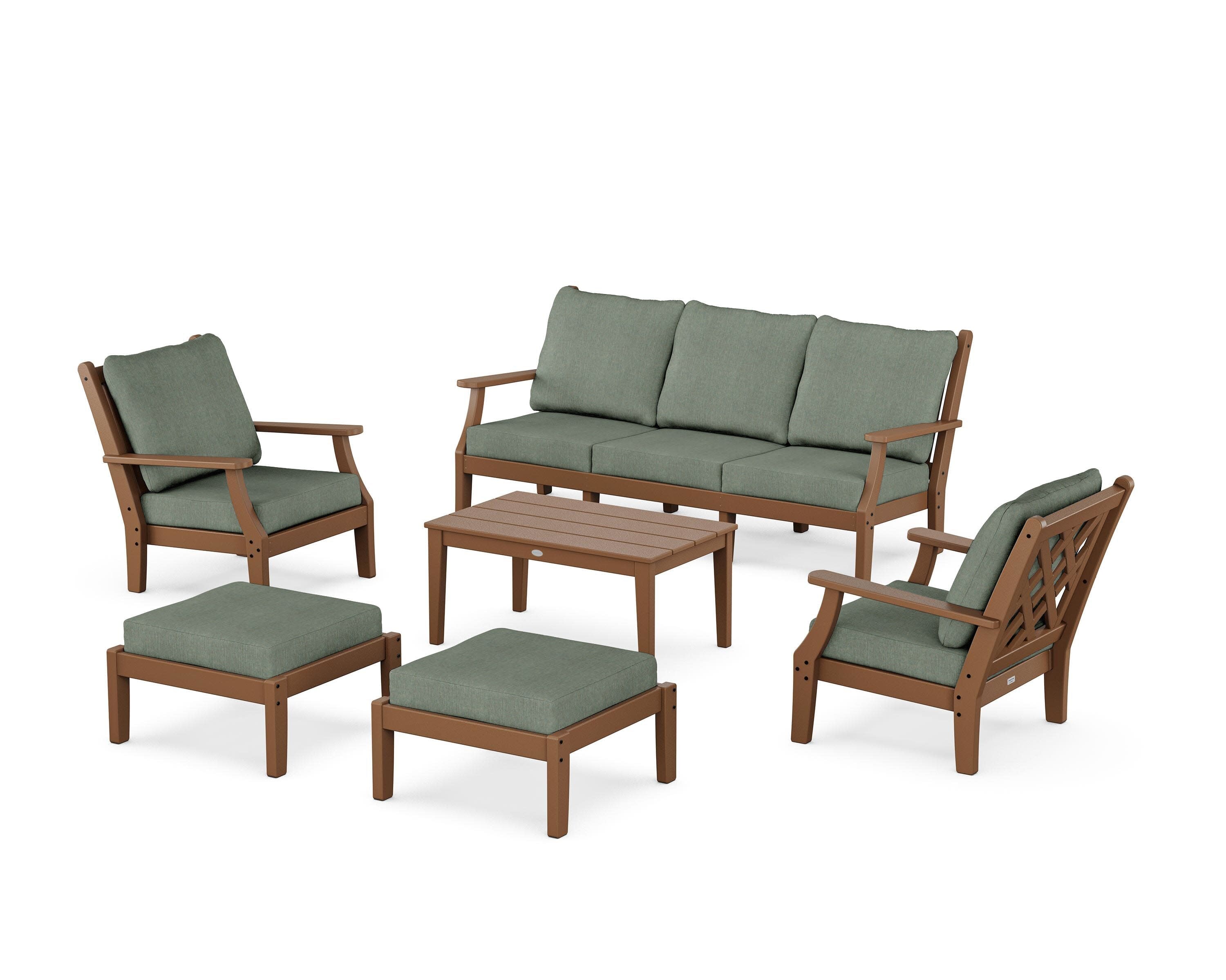 Wovendale 6-Piece Lounge Sofa Set in Teak / Cast Sage