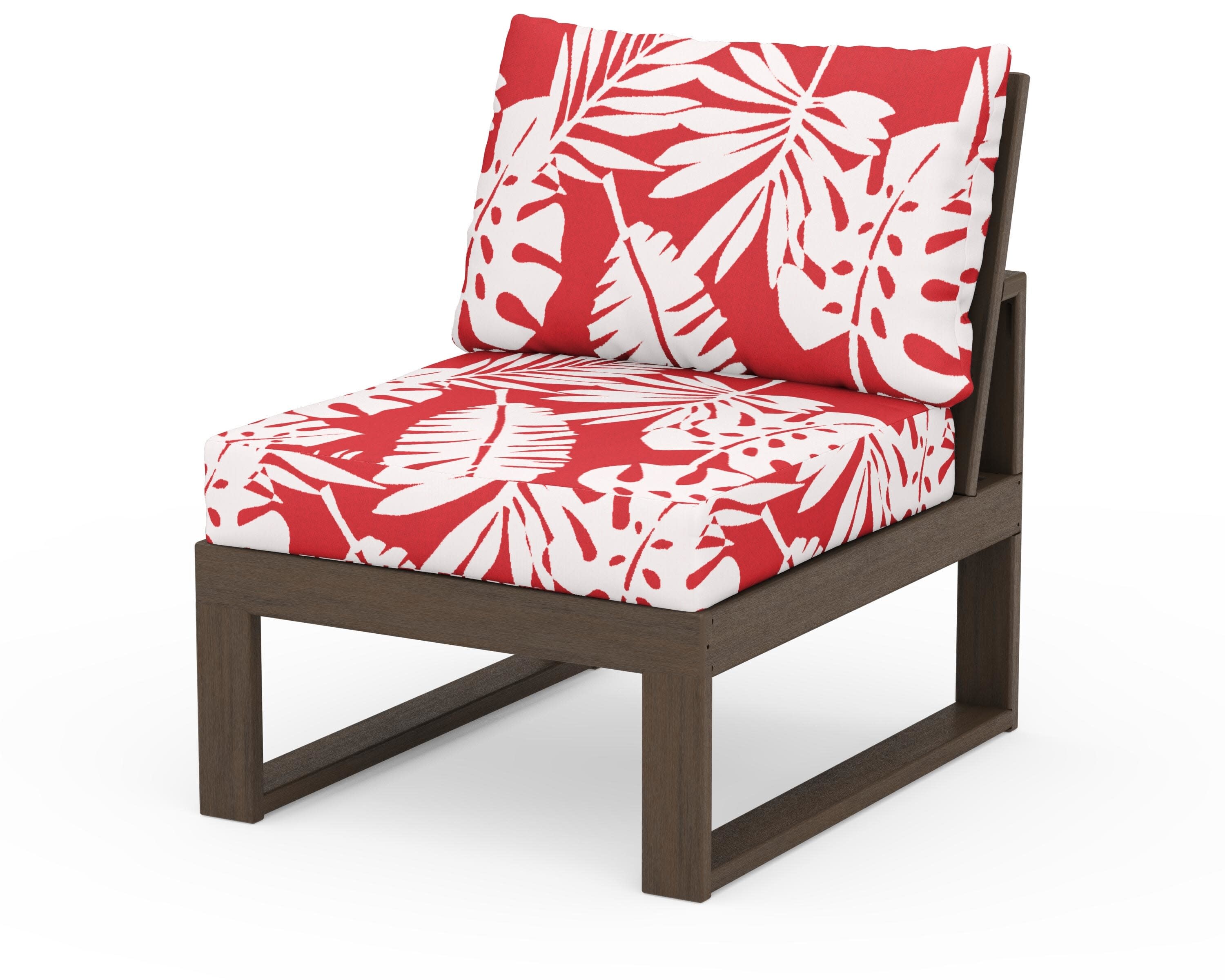 Modular Armless Chair in Kona / Leaf Crimson
