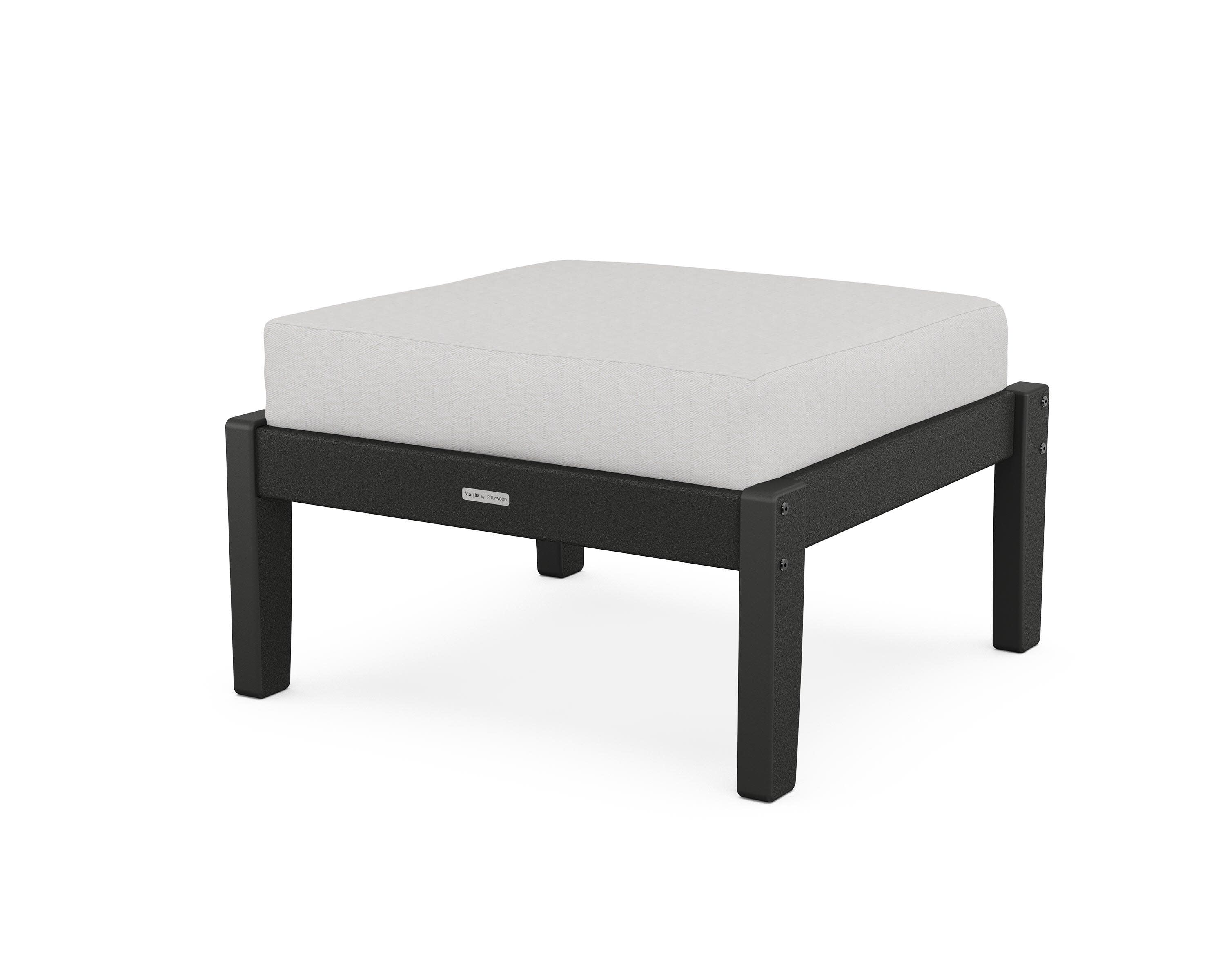 Chinoiserie Deep Seating Ottoman in Black / Diamond in the Rough