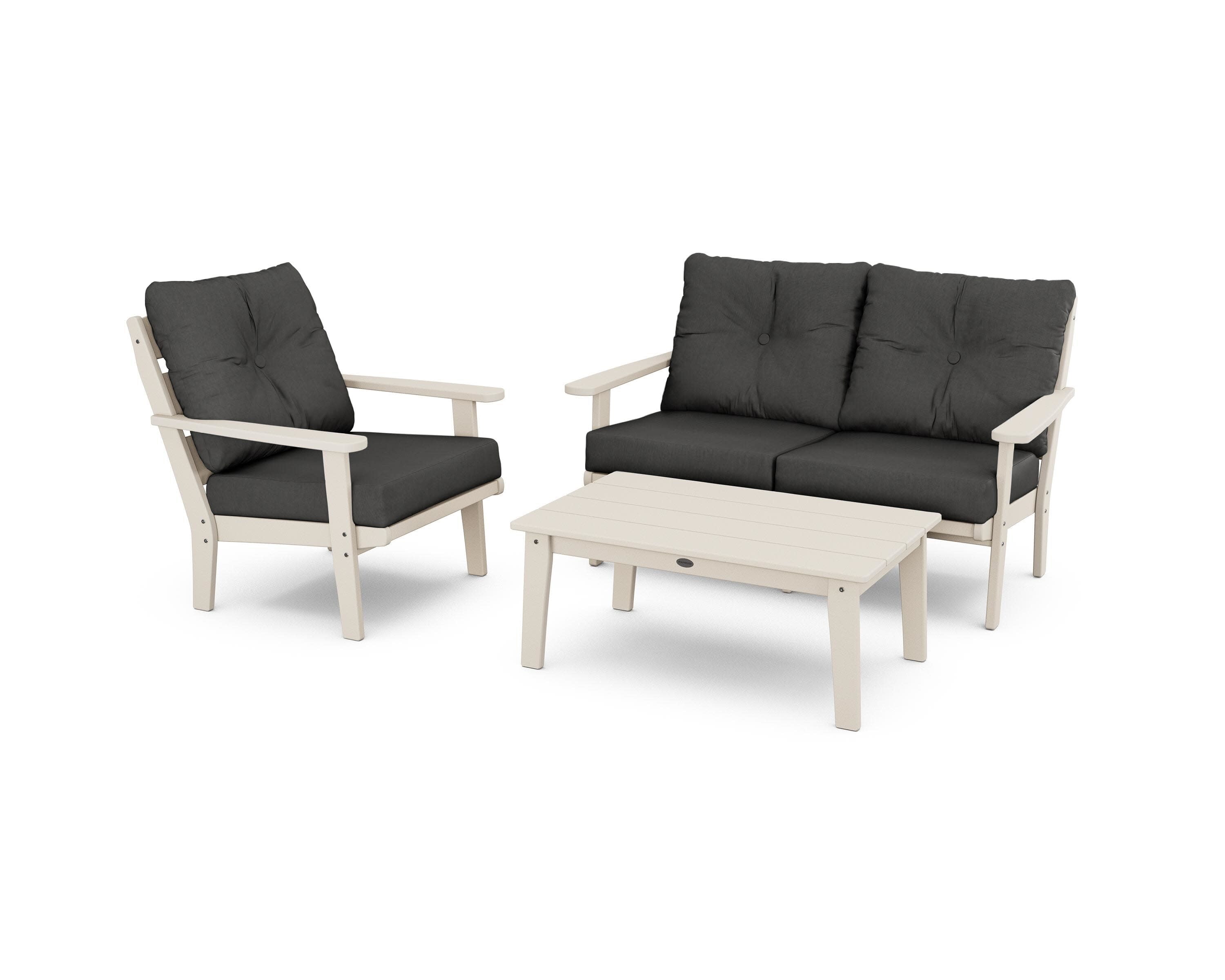 Lakeside 3-Piece Deep Seating Set in Sand / Spectrum Carbon