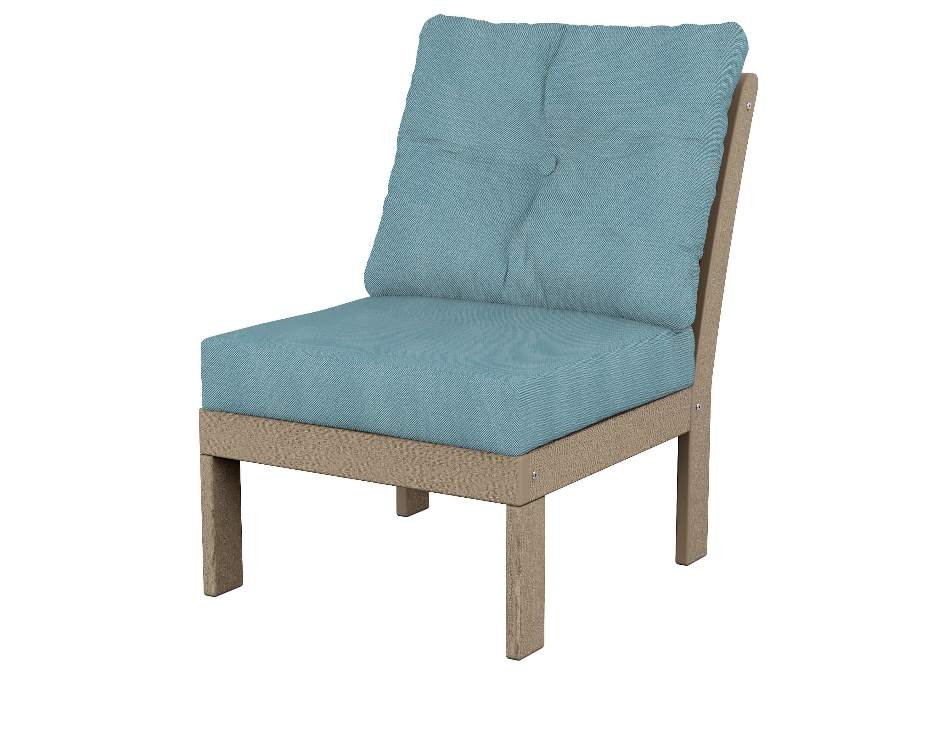 Vineyard Modular Armless Chair in Vintage Sahara / Lattice Sky Blue