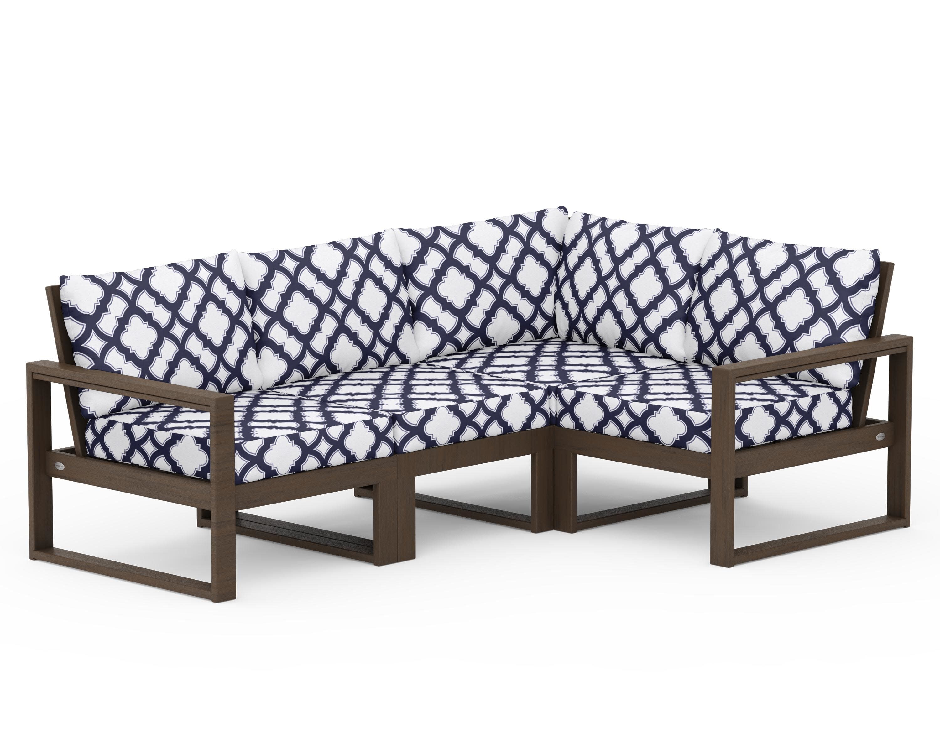 EDGE 4-Piece Modular Deep Seating Set in Kona / Trellis Navy