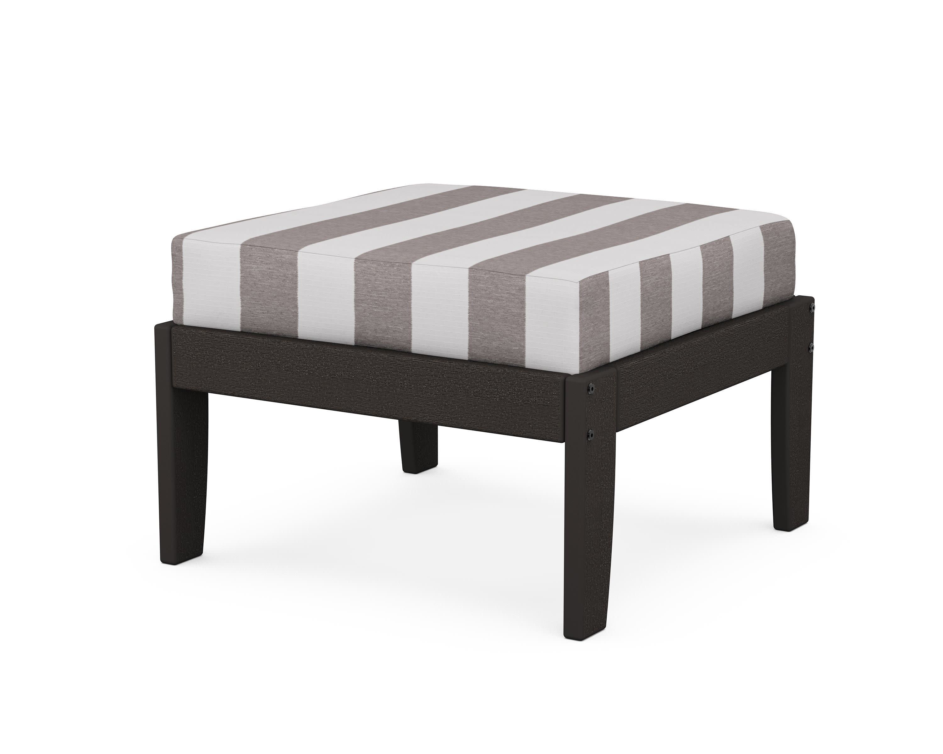 Modular Ottoman - Classic in Vintage Coffee / Cabana Stripe Grey Mist