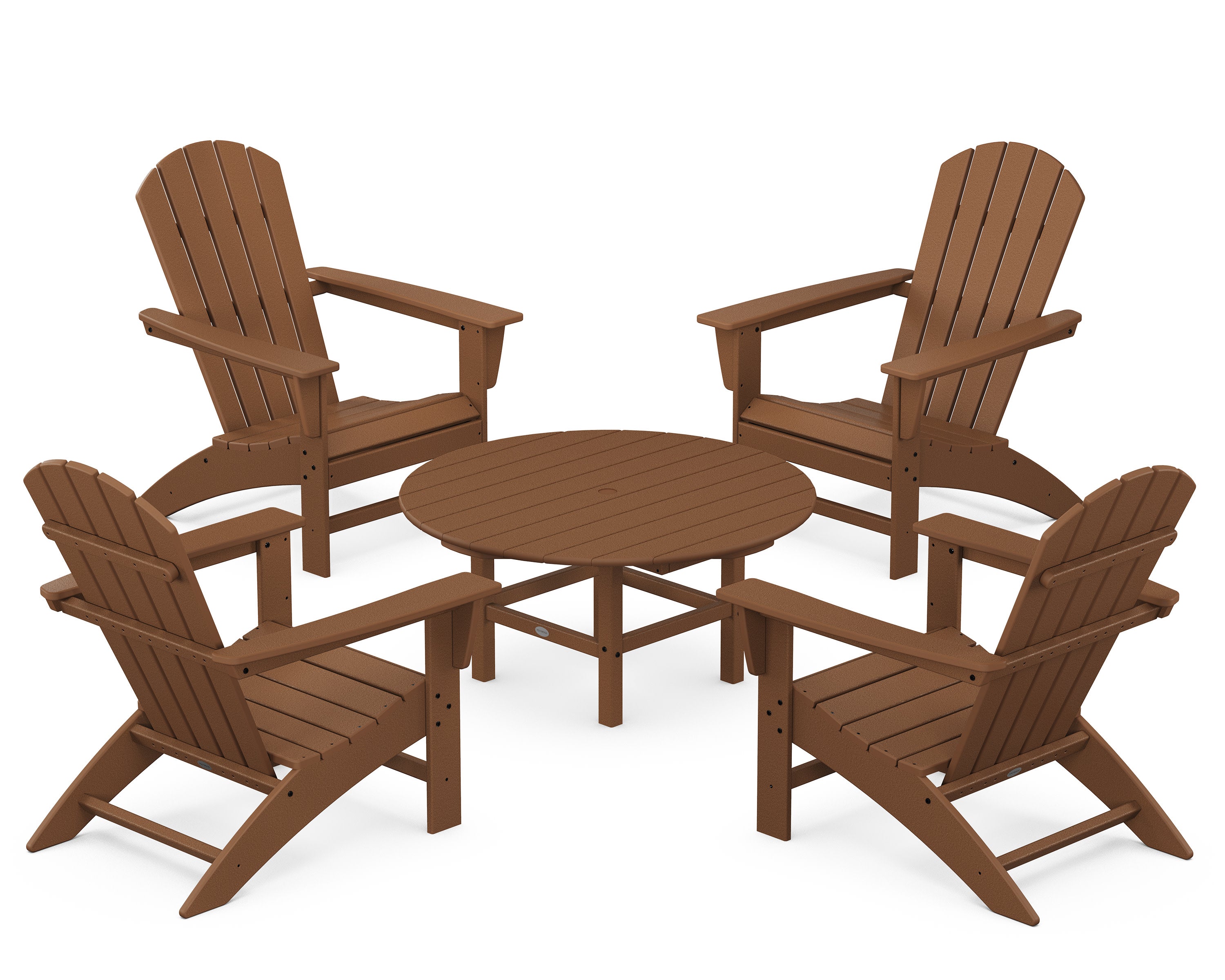Nautical 5-Piece Adirondack Chair Conversation Set in Teak