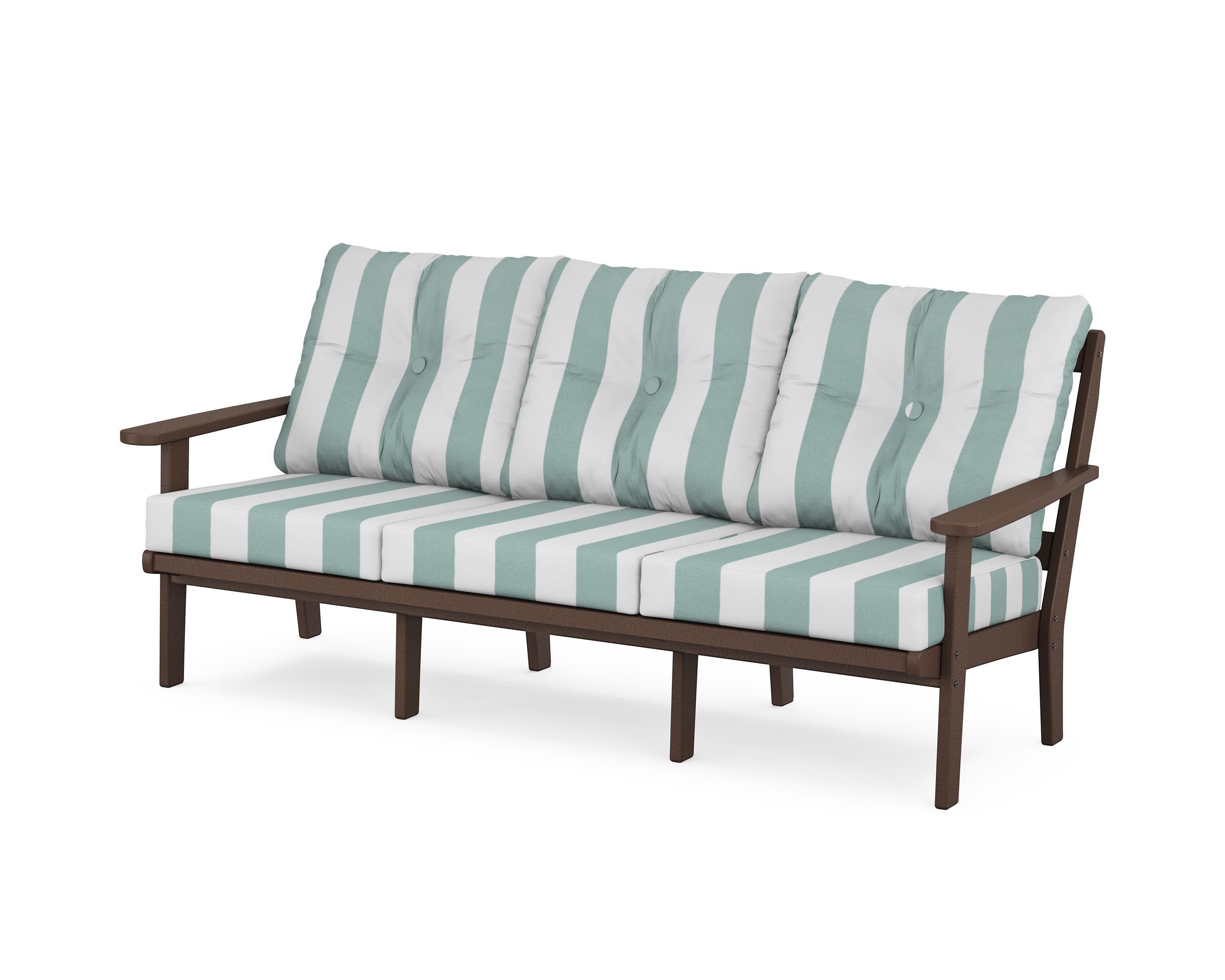 Mission Deep Seating Sofa in Mahogany / Cabana Stripe Glacier Spa