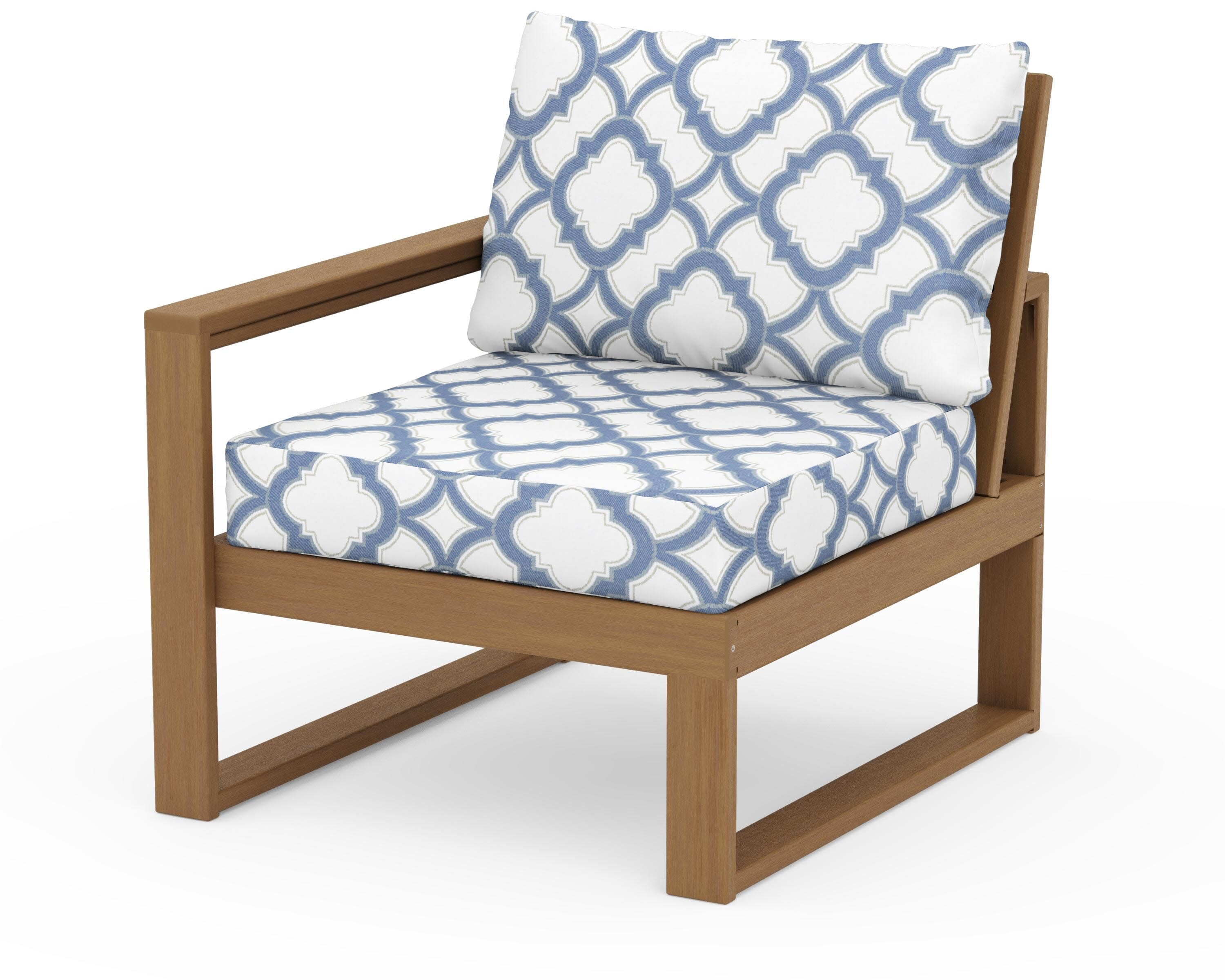 EDGE Modular Left Arm Chair in Natural / Trellis Sky Blue