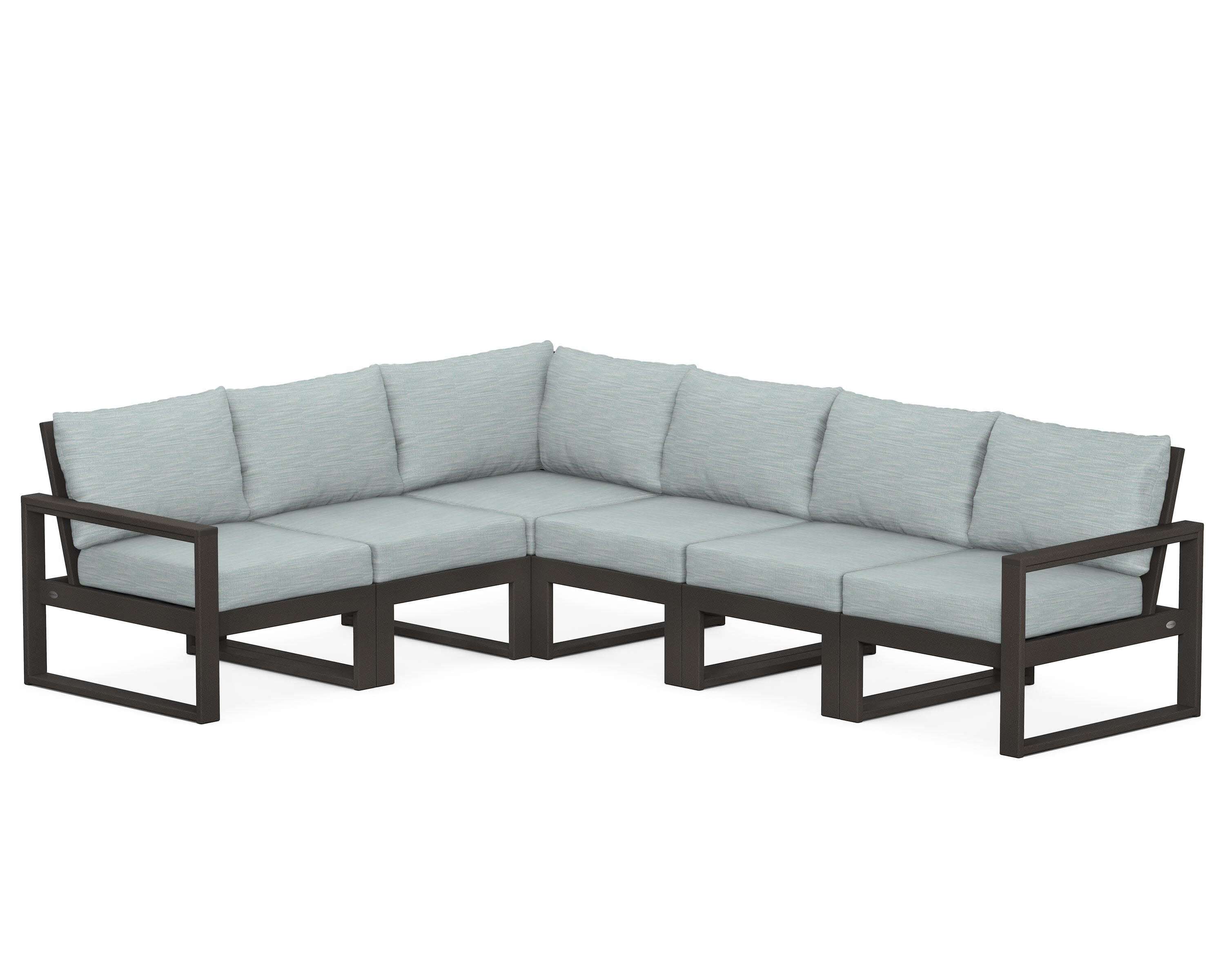 EDGE 6-Piece Modular Deep Seating Set in Vintage Coffee / Soothe Mist