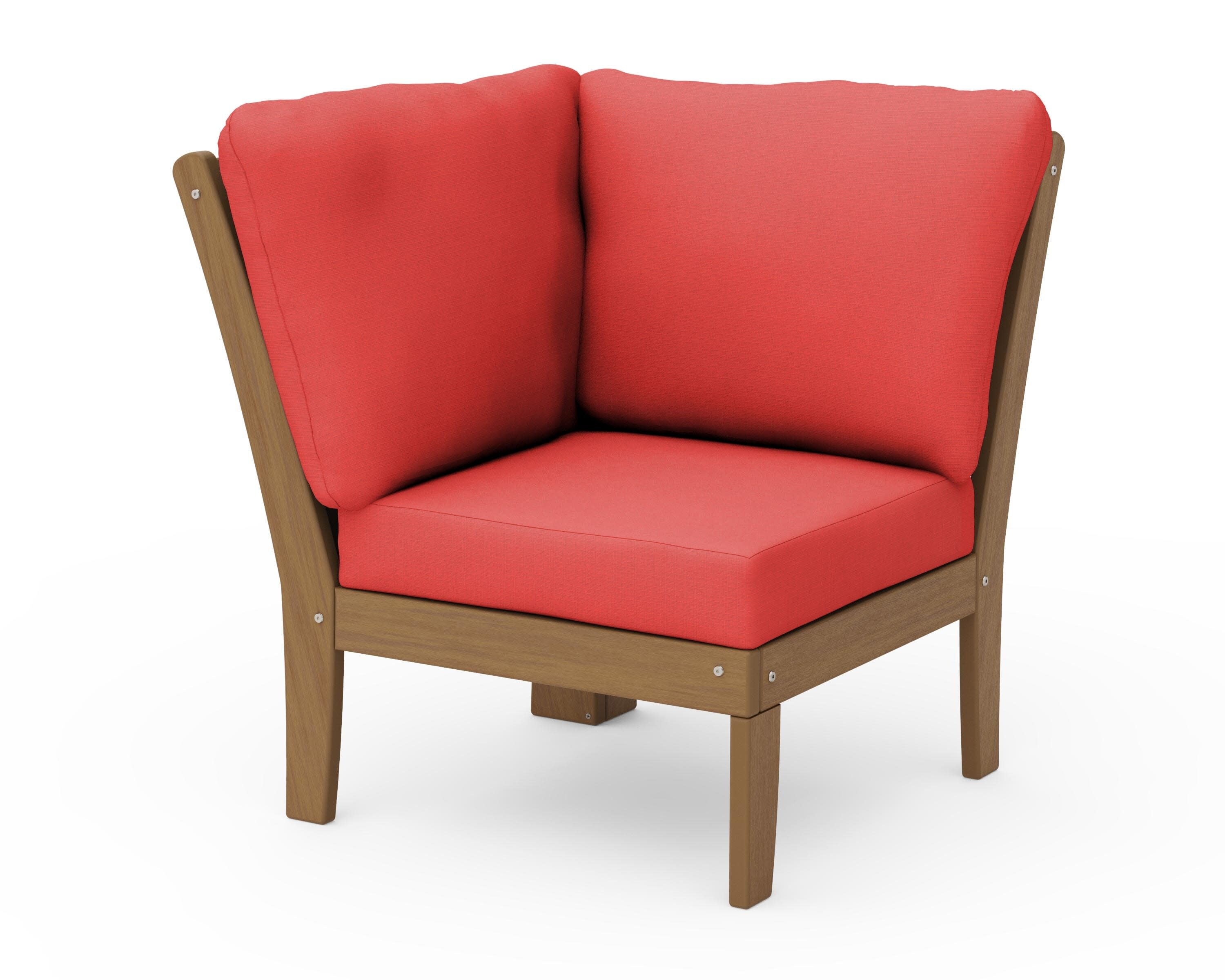 Braxton Modular Corner Chair in Natural / Crimson Linen