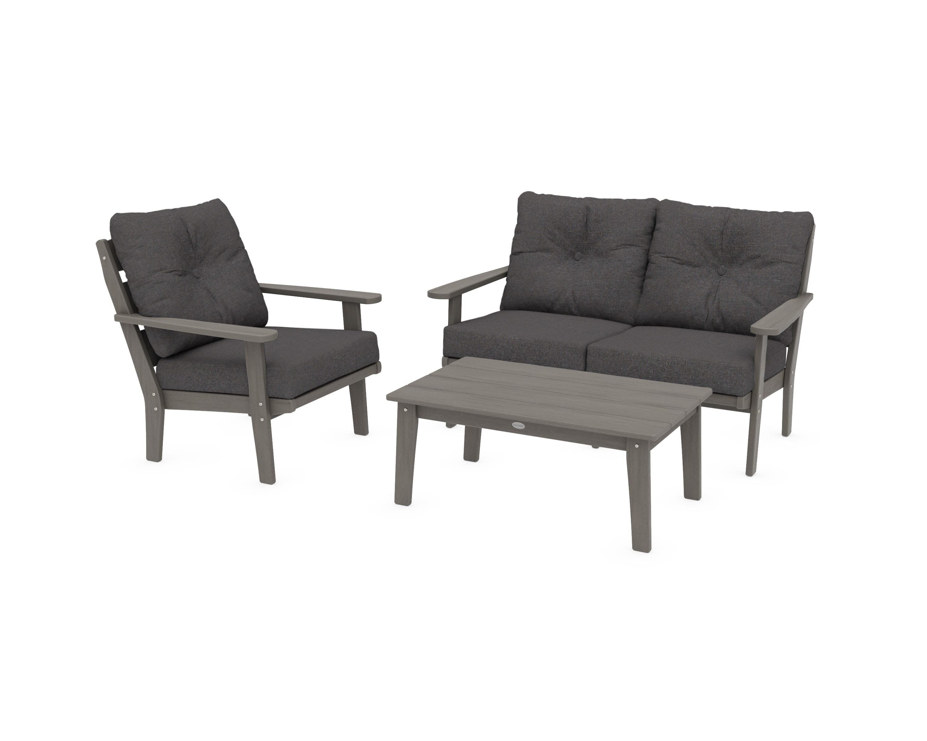 Lakeside 3-Piece Deep Seating Set in Driftwood / Ash Charcoal