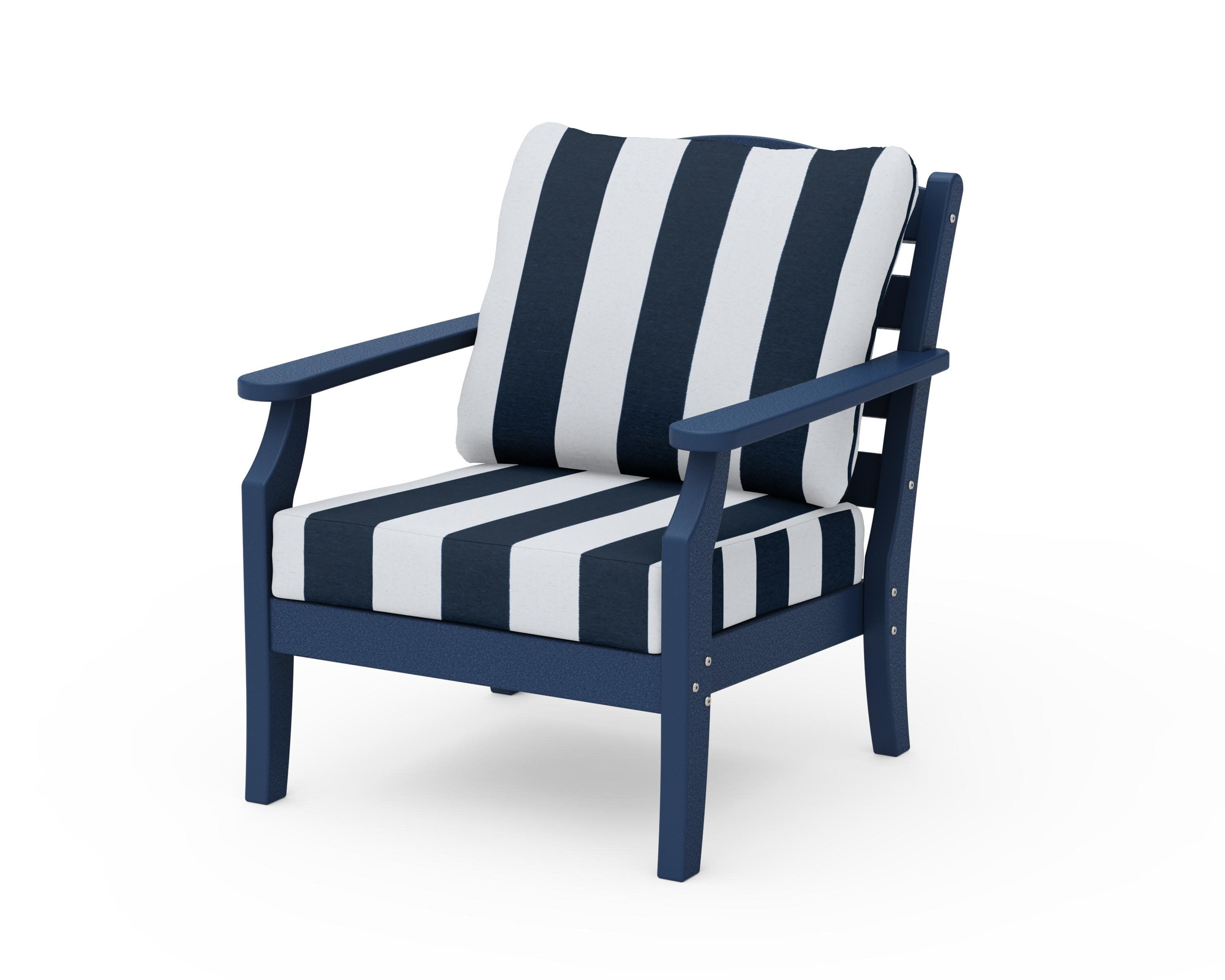 Savannah Deep Seating Chair in Navy / Cabana Stripe Marine Indigo