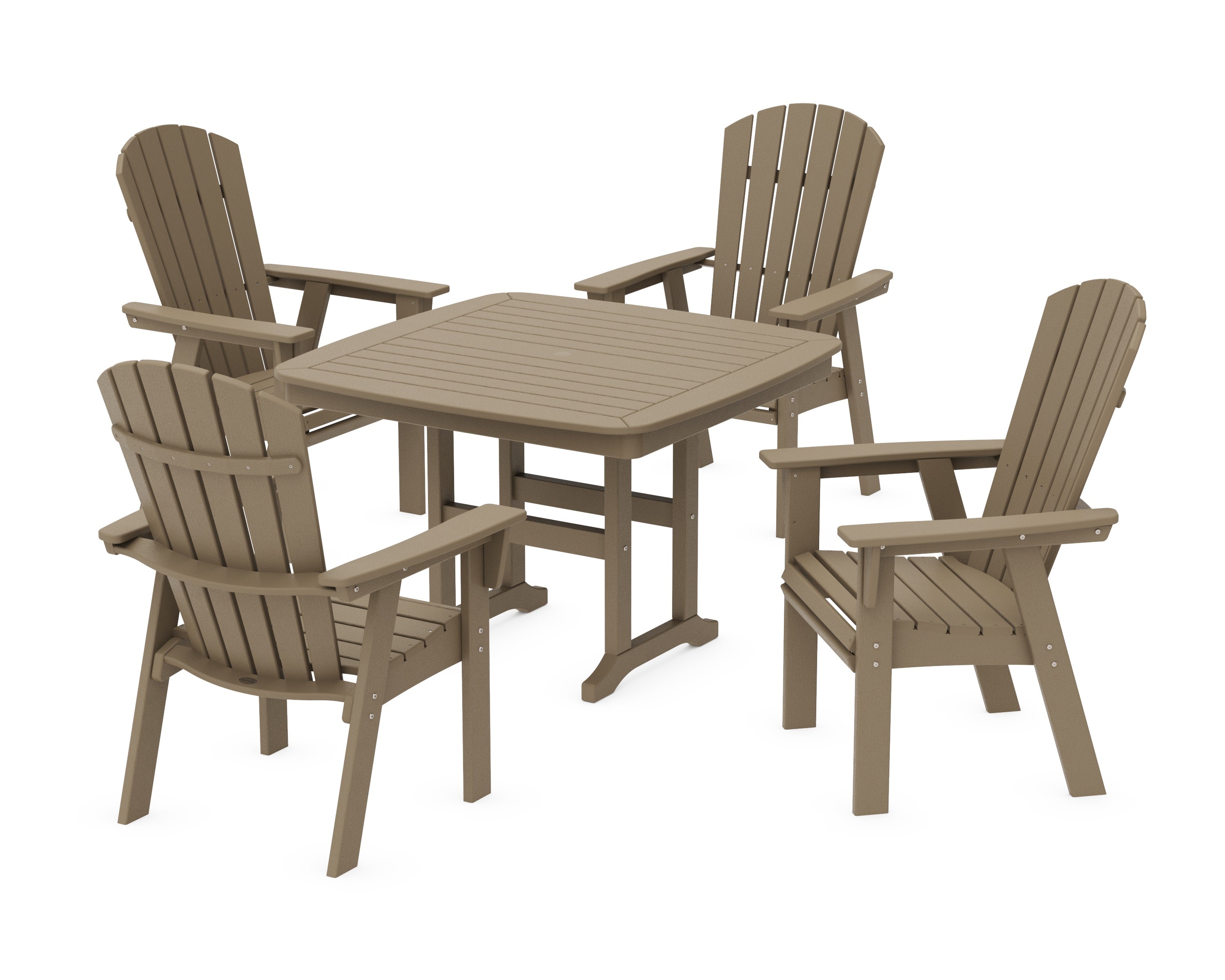 Nautical Curveback Adirondack 5-Piece Dining Set in Vintage Sahara