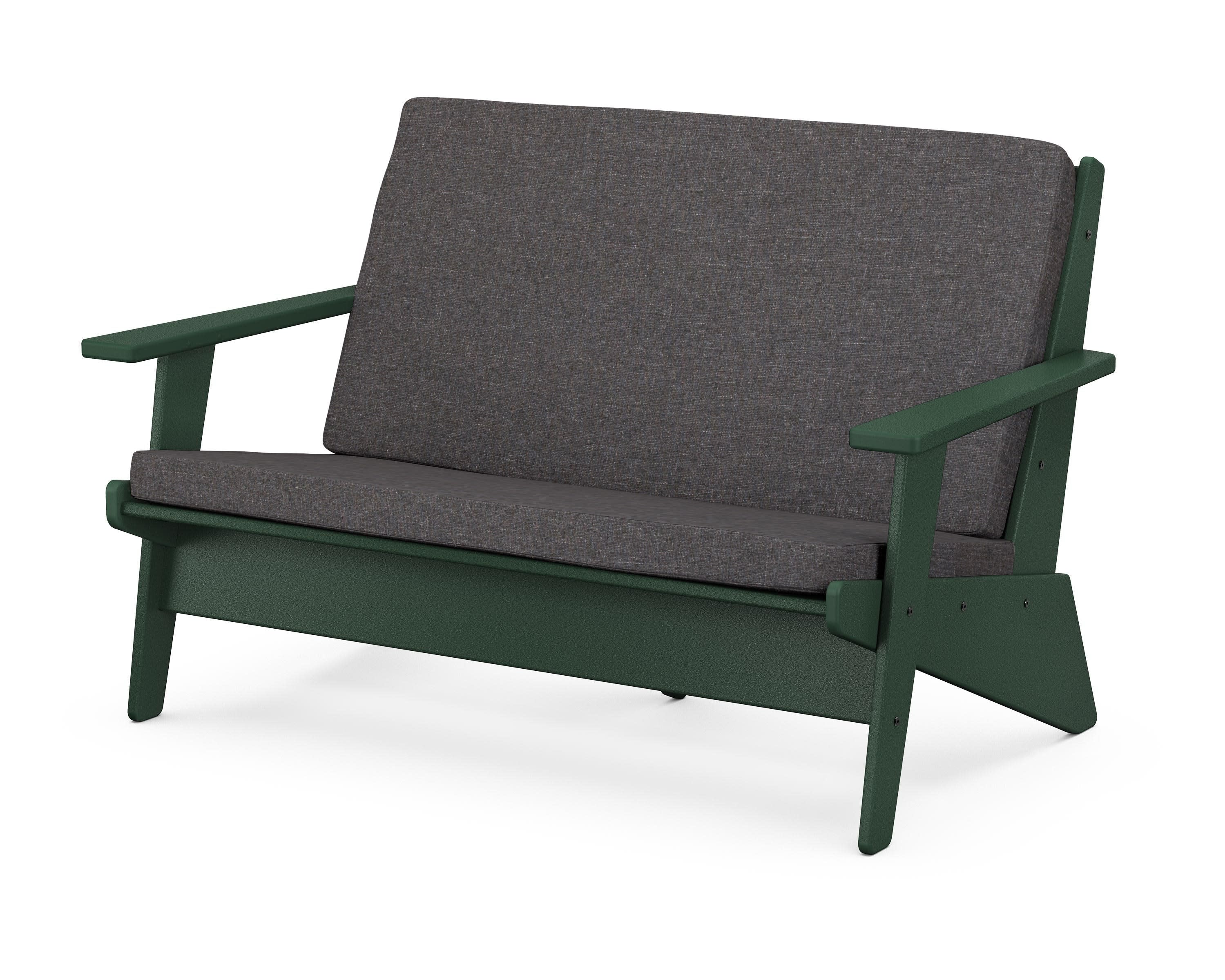 Riviera Modern Lounge Loveseat in Green / Ash Charcoal