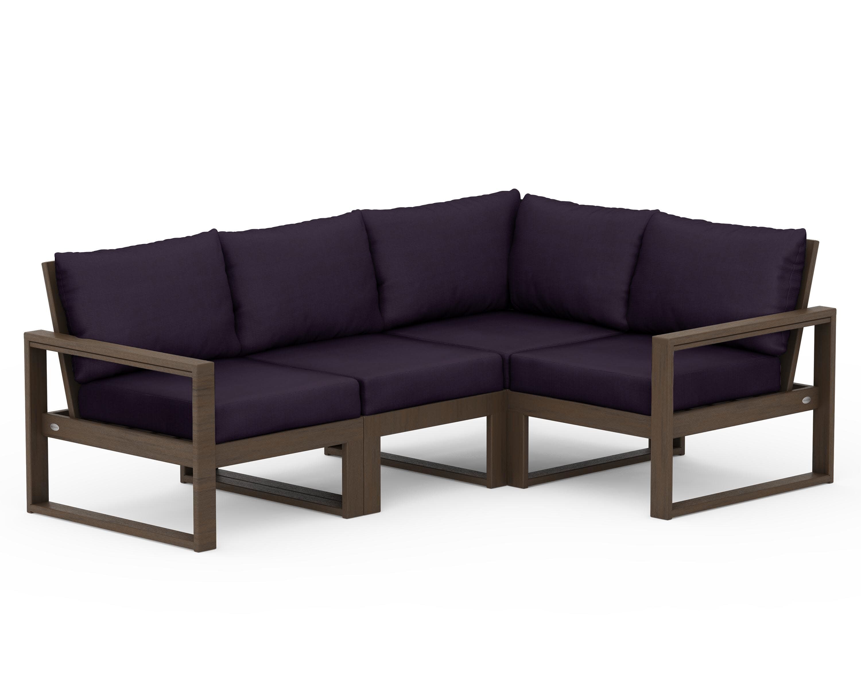 EDGE 4-Piece Modular Deep Seating Set in Kona / Navy Linen
