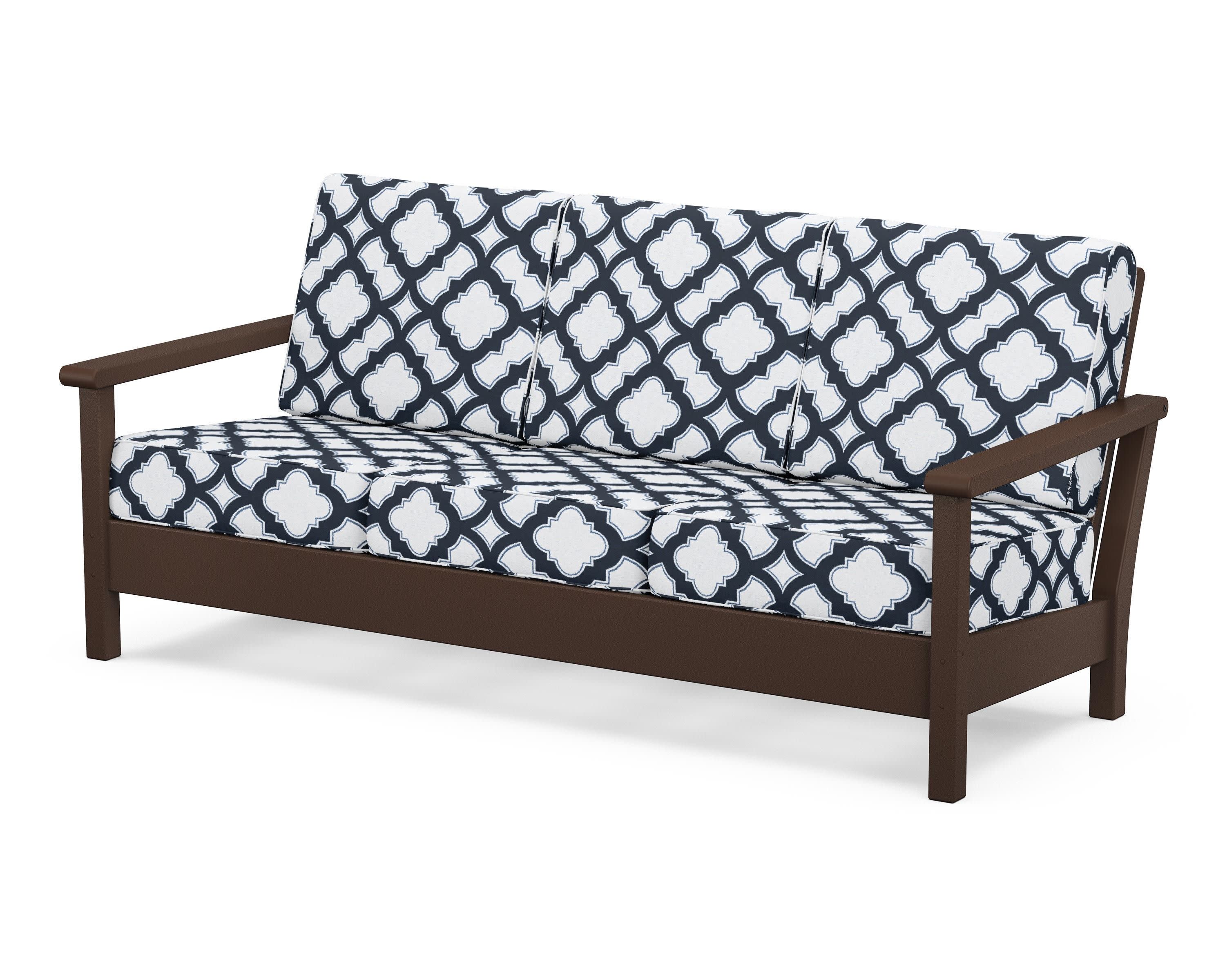Harbour Deep Seating Sofa in Mahogany / Trellis Marine Indigo