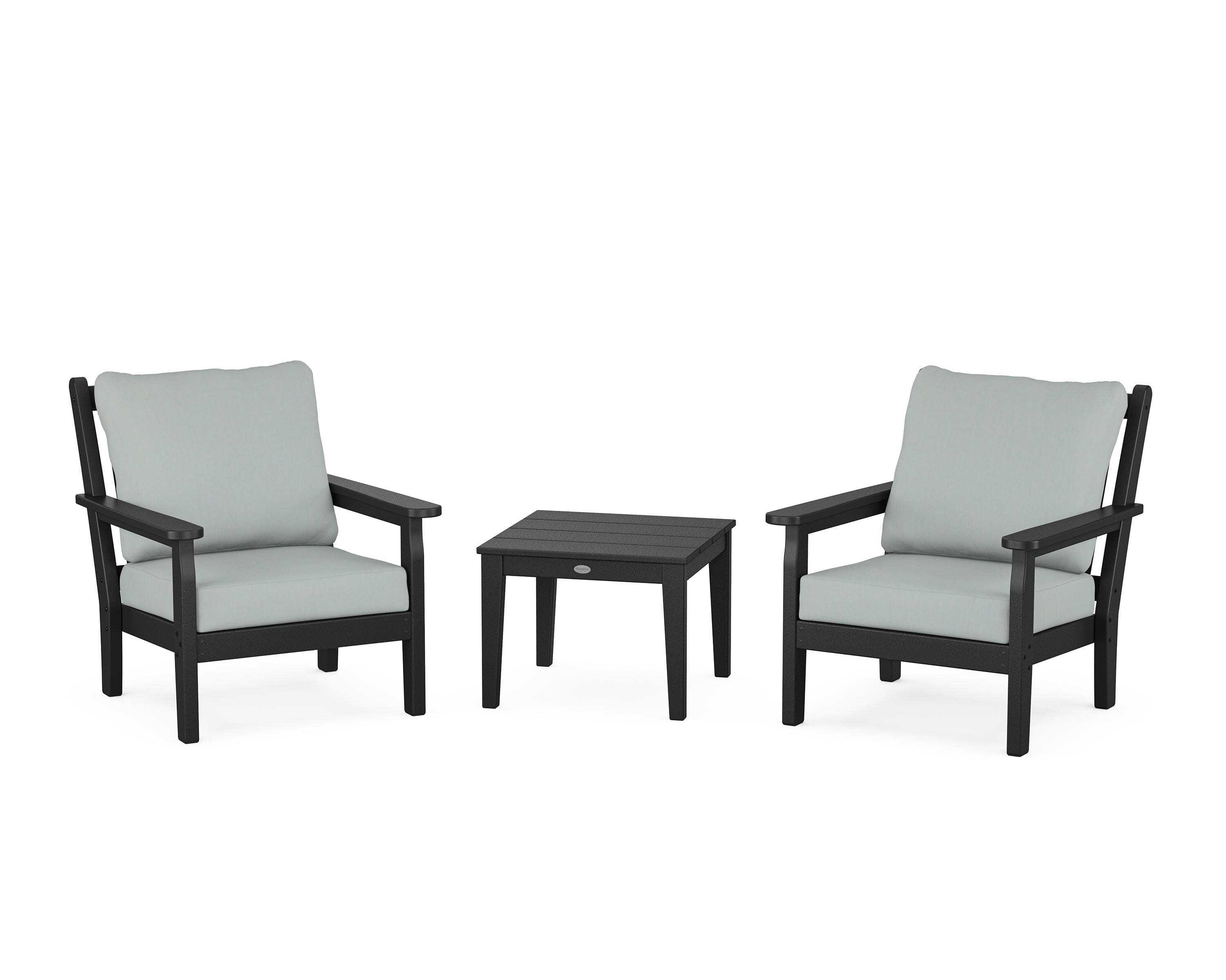 Chippendale 3-Piece Deep Seating Set in Black / Spa