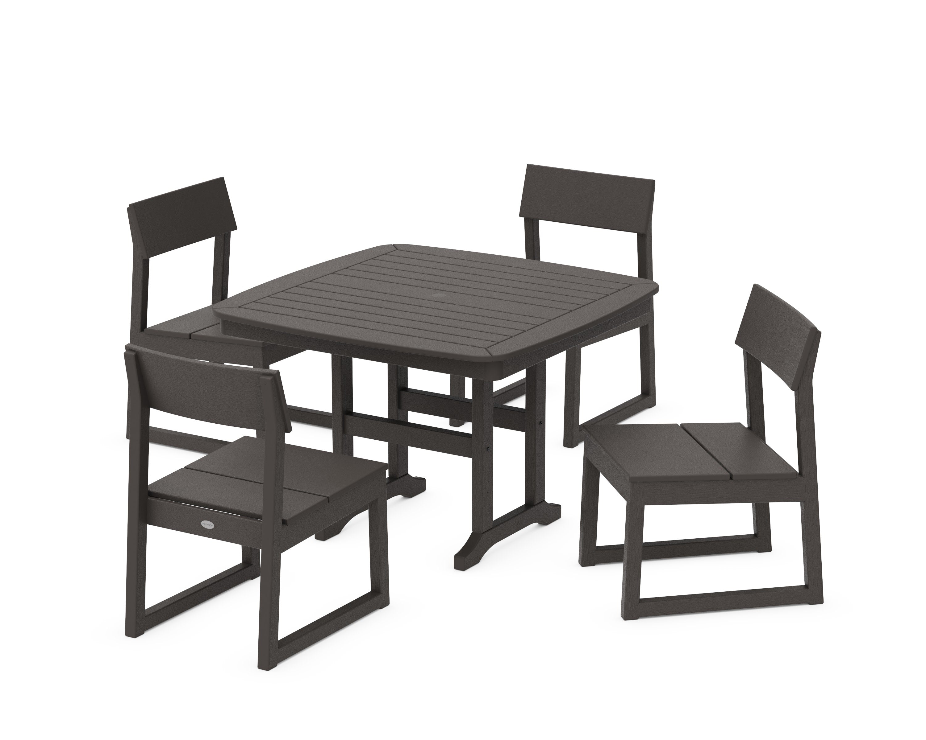 EDGE Side Chair 5-Piece Dining Set with Trestle Legs in Vintage Coffee
