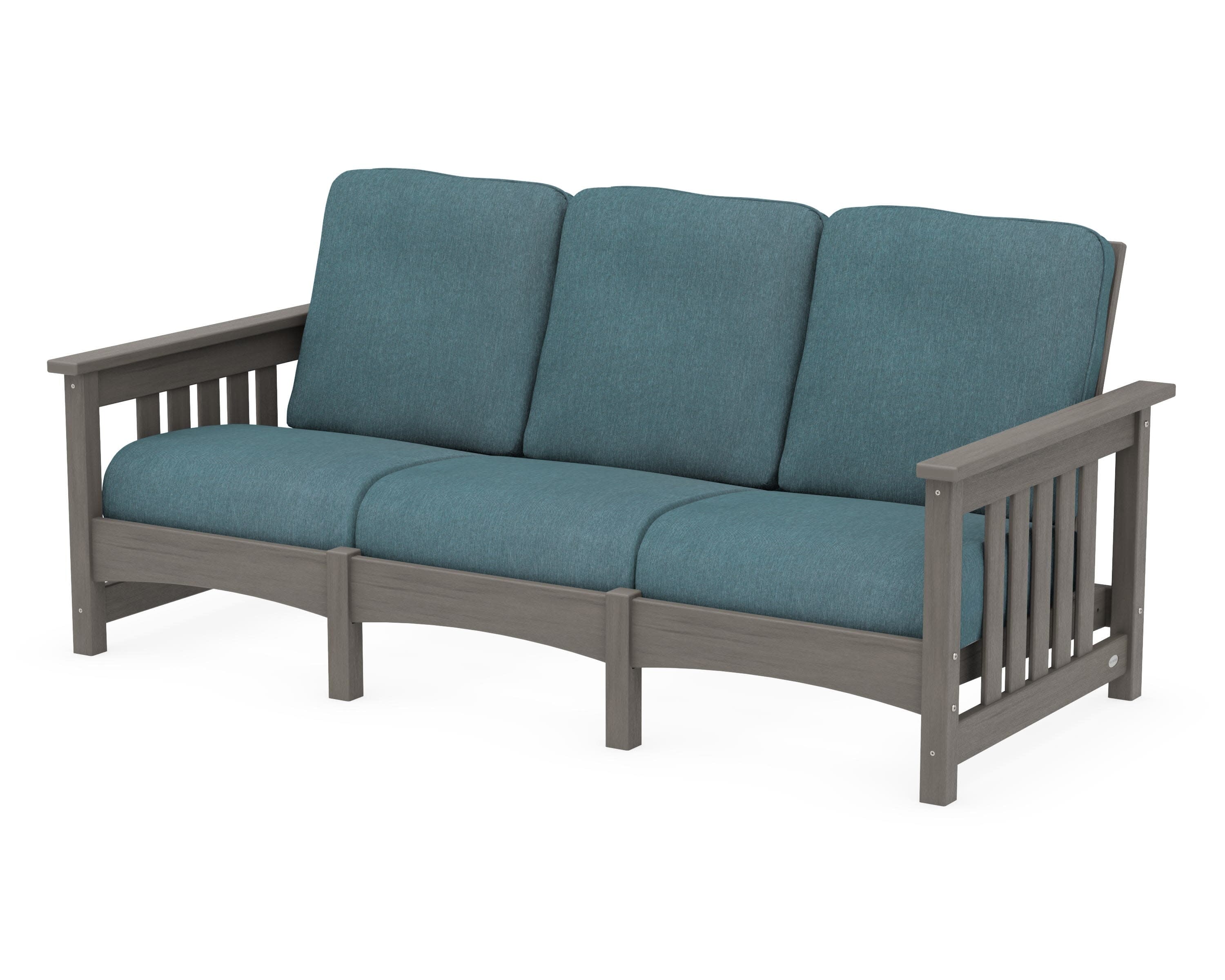 Club Mission Sofa in Driftwood / Ocean Teal