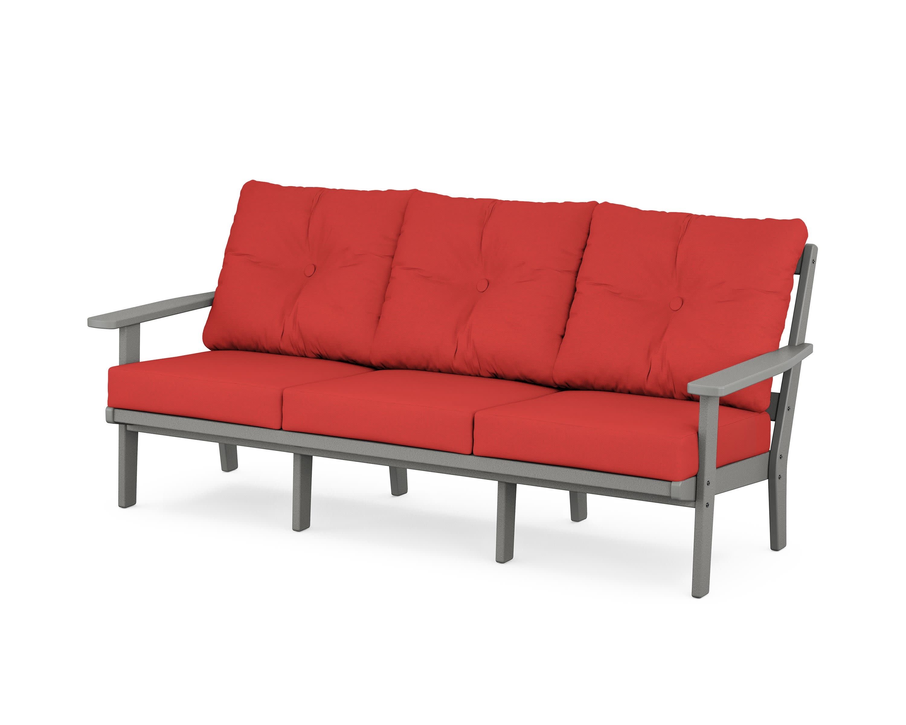 PrairieDeep Seating Sofa in Slate Grey / Crimson Linen