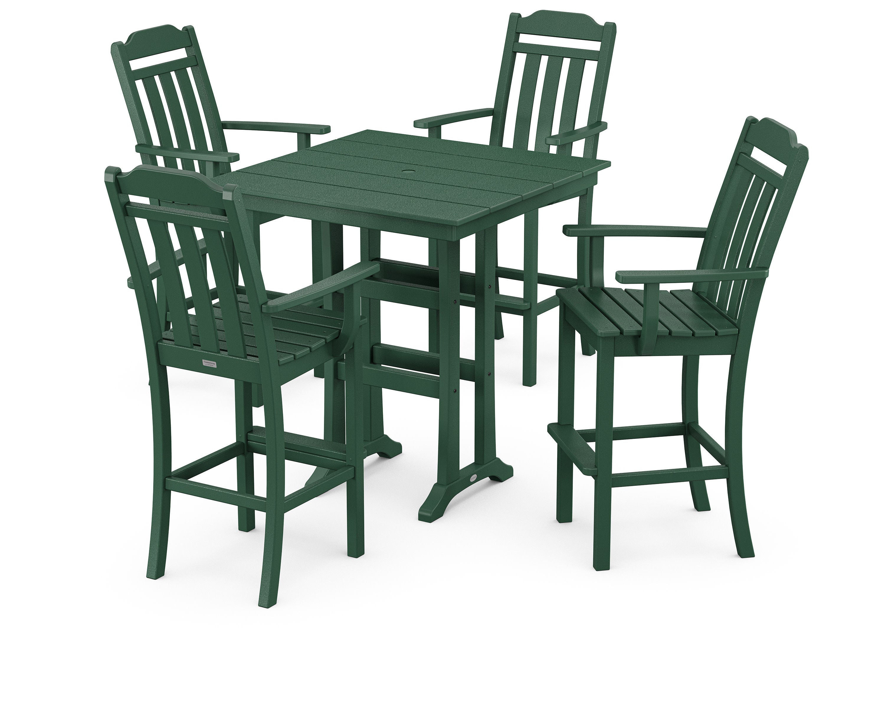 Cottage 5-Piece Farmhouse Bar Set with Trestle Legs in Green