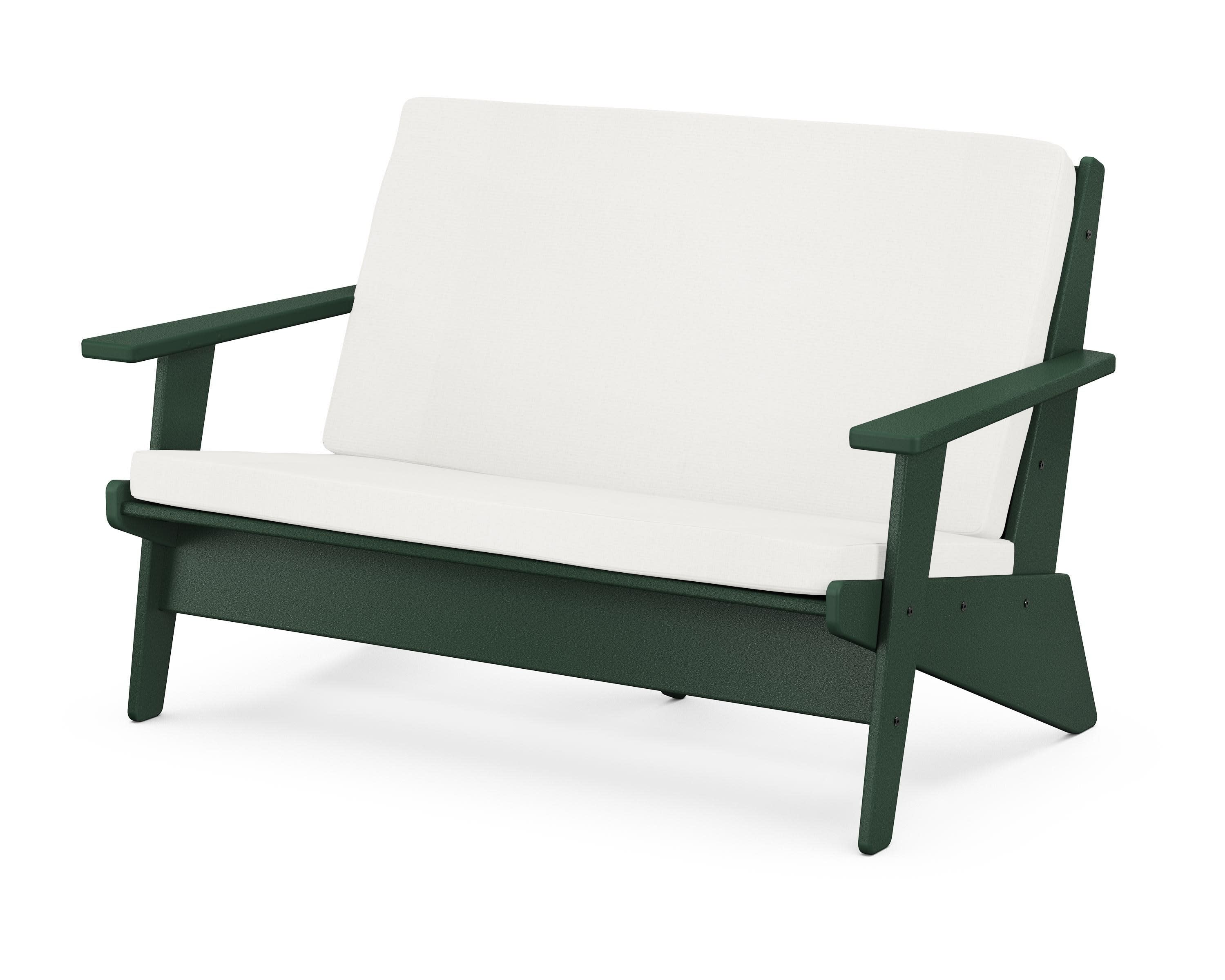 Riviera Modern Lounge Loveseat in Green / Natural Linen