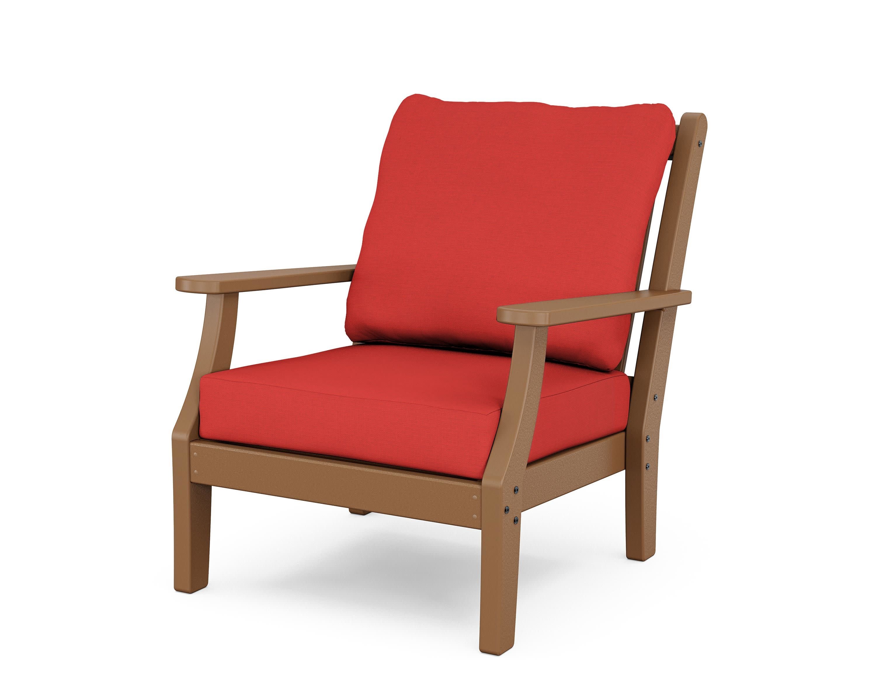Wovendale Deep Seating Chair in Teak / Crimson Linen
