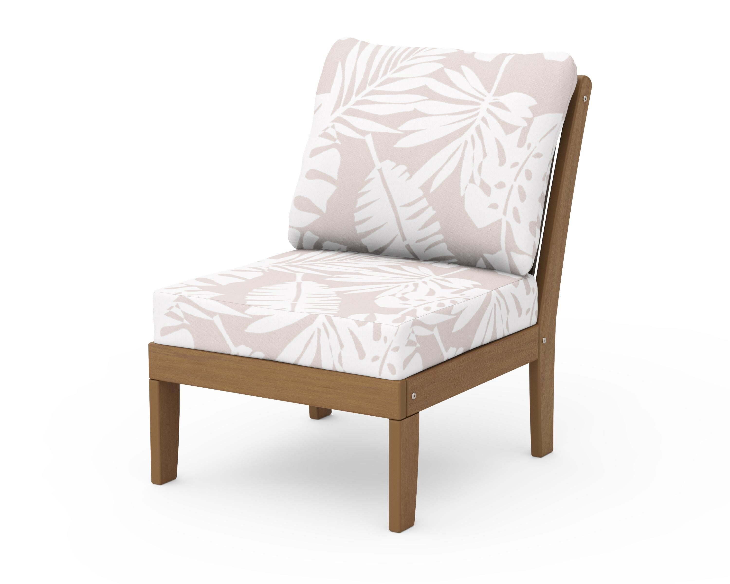 Braxton Modular Armless Chair in Natural / Leaf Dune Burlap