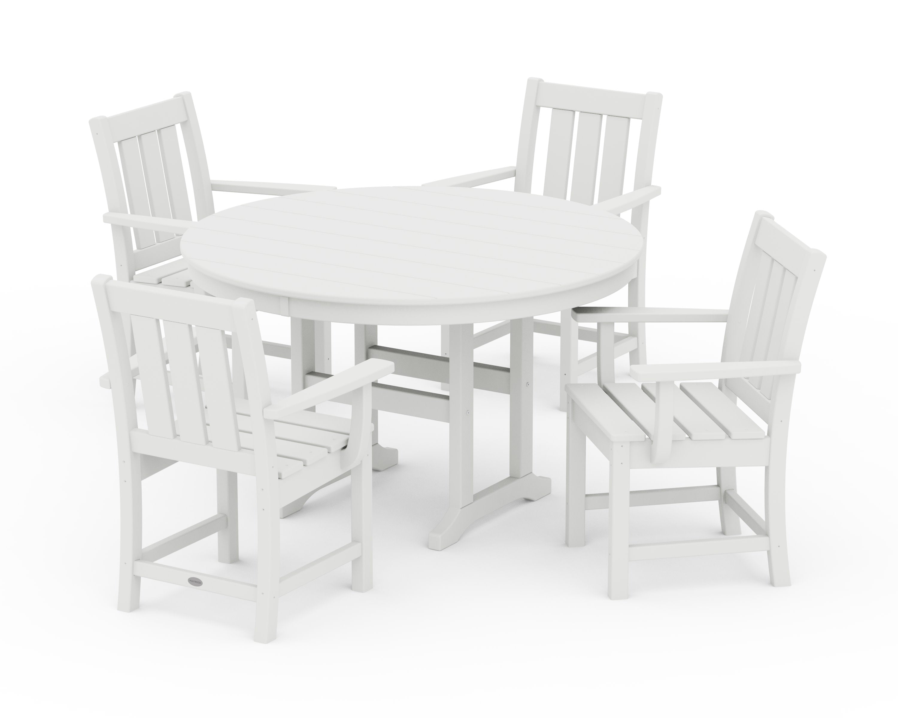 Oxford 5-Piece Round Farmhouse Dining Set in White