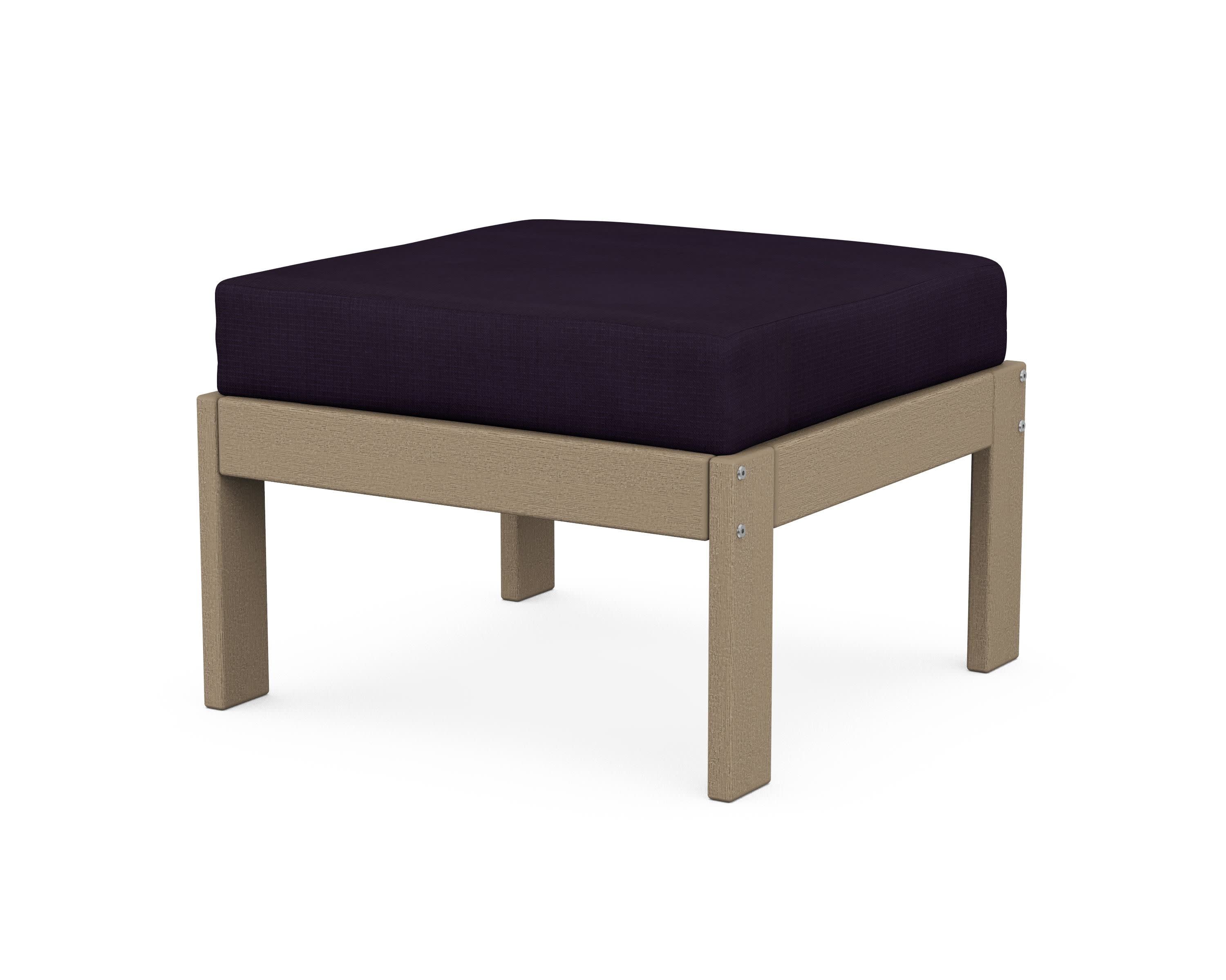 Vineyard Modular Ottoman in Vintage Sahara / Navy Linen