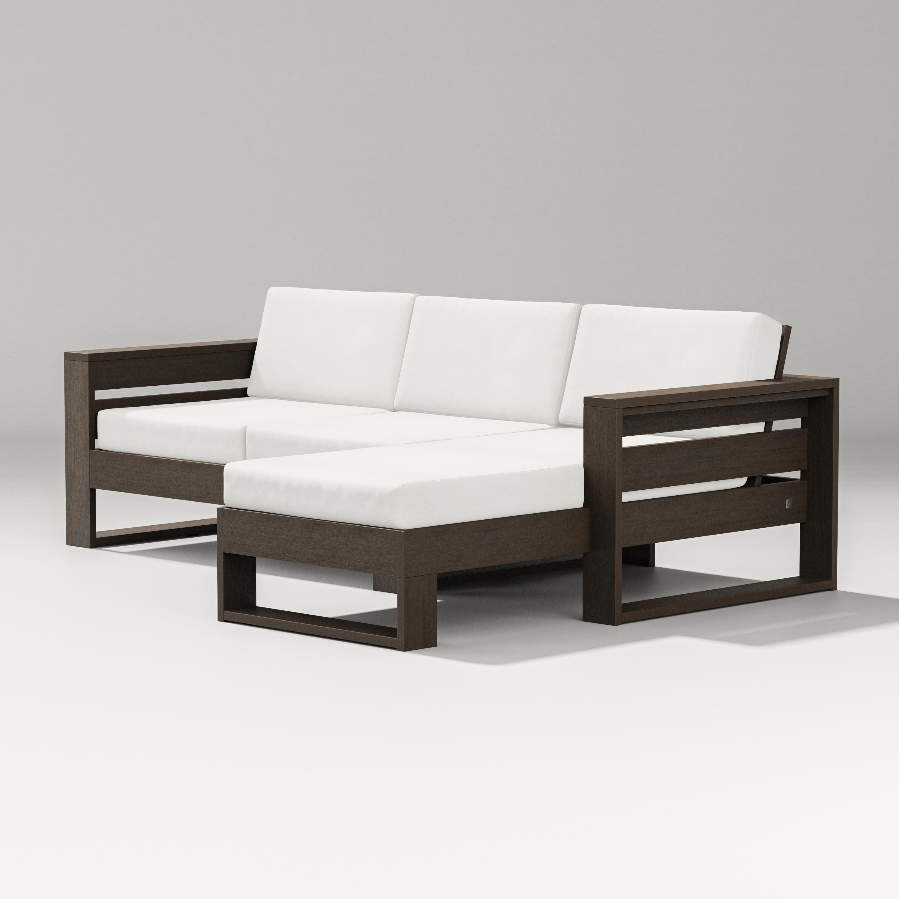 Latitude Right Chaise Sectional in Kona / Natural Linen