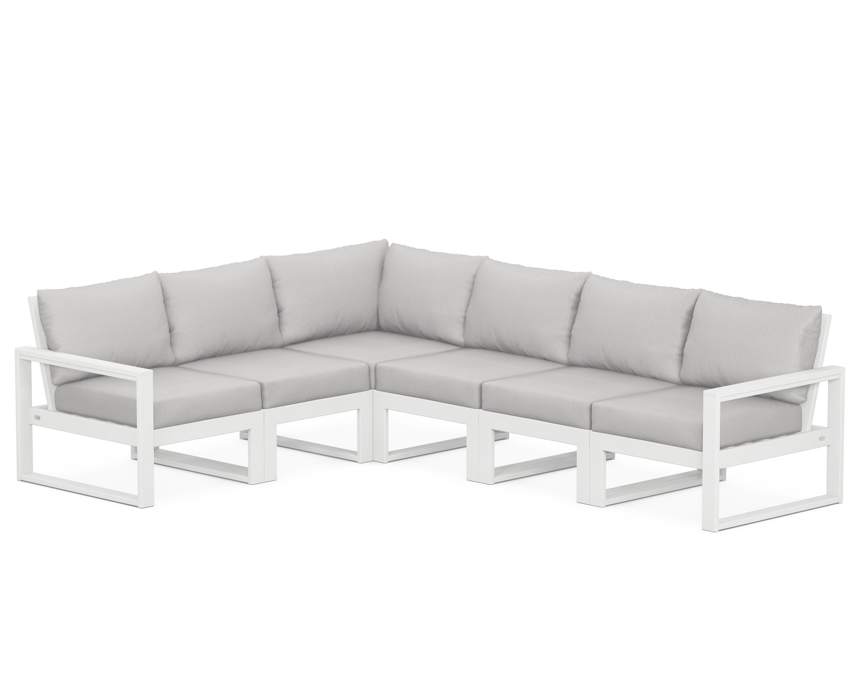 EDGE 6-Piece Modular Deep Seating Set in White / Diamond in the Rough
