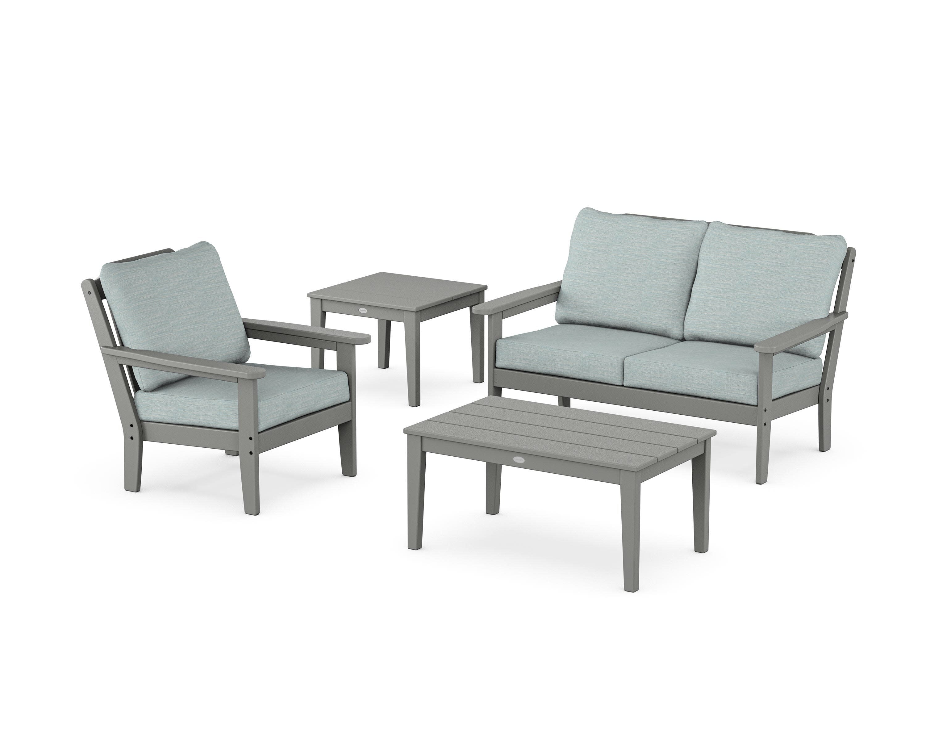 Wovendale 4-Piece Deep Seating Set in Slate Grey / Soothe Mist