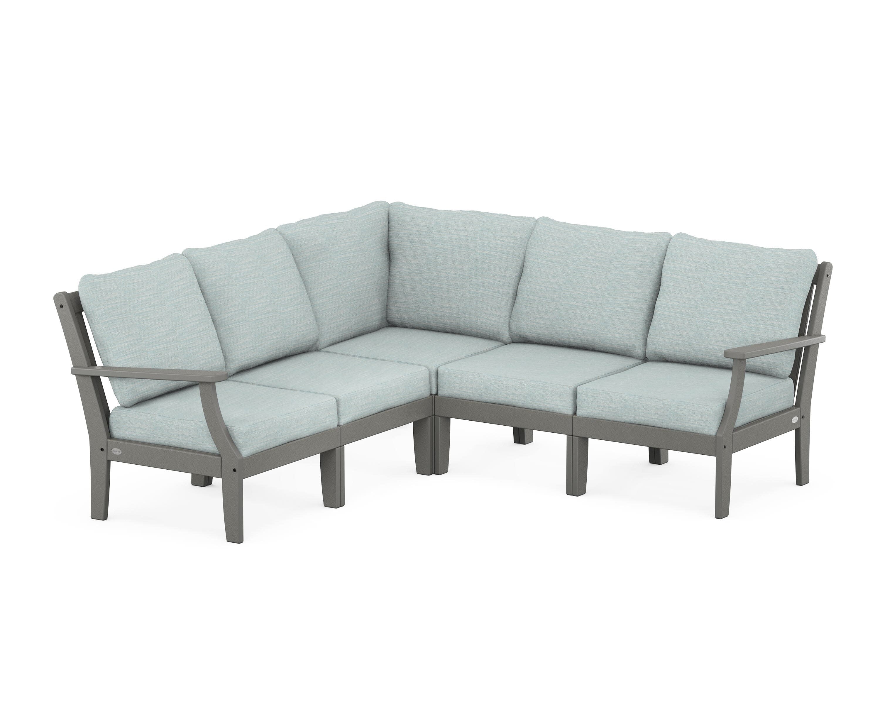 Braxton Modular 5-Piece Deep Seating Set in Slate Grey / Soothe Mist