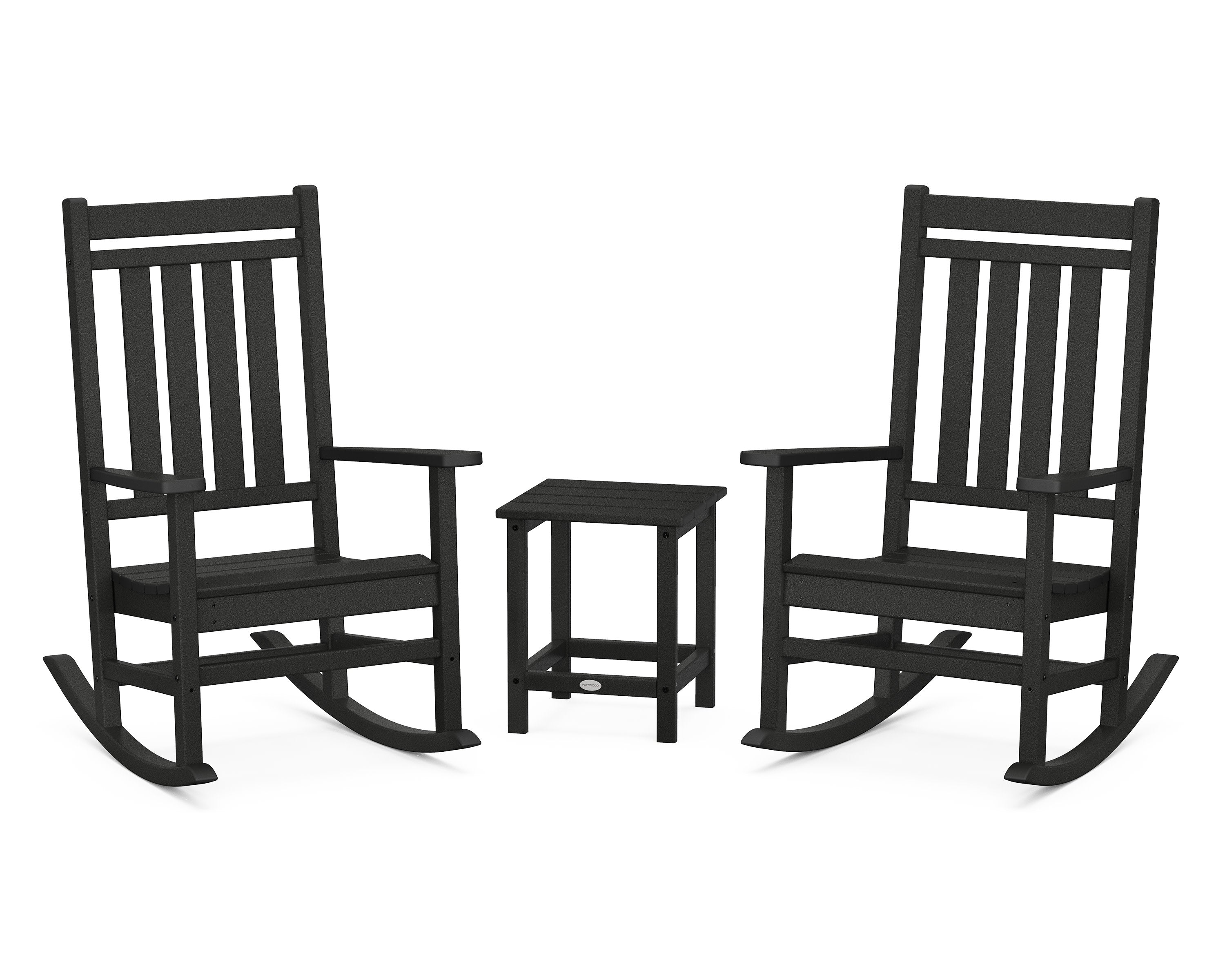 Estate 3-Piece Rocking Chair Set with Long Island 18" Side Table in Black