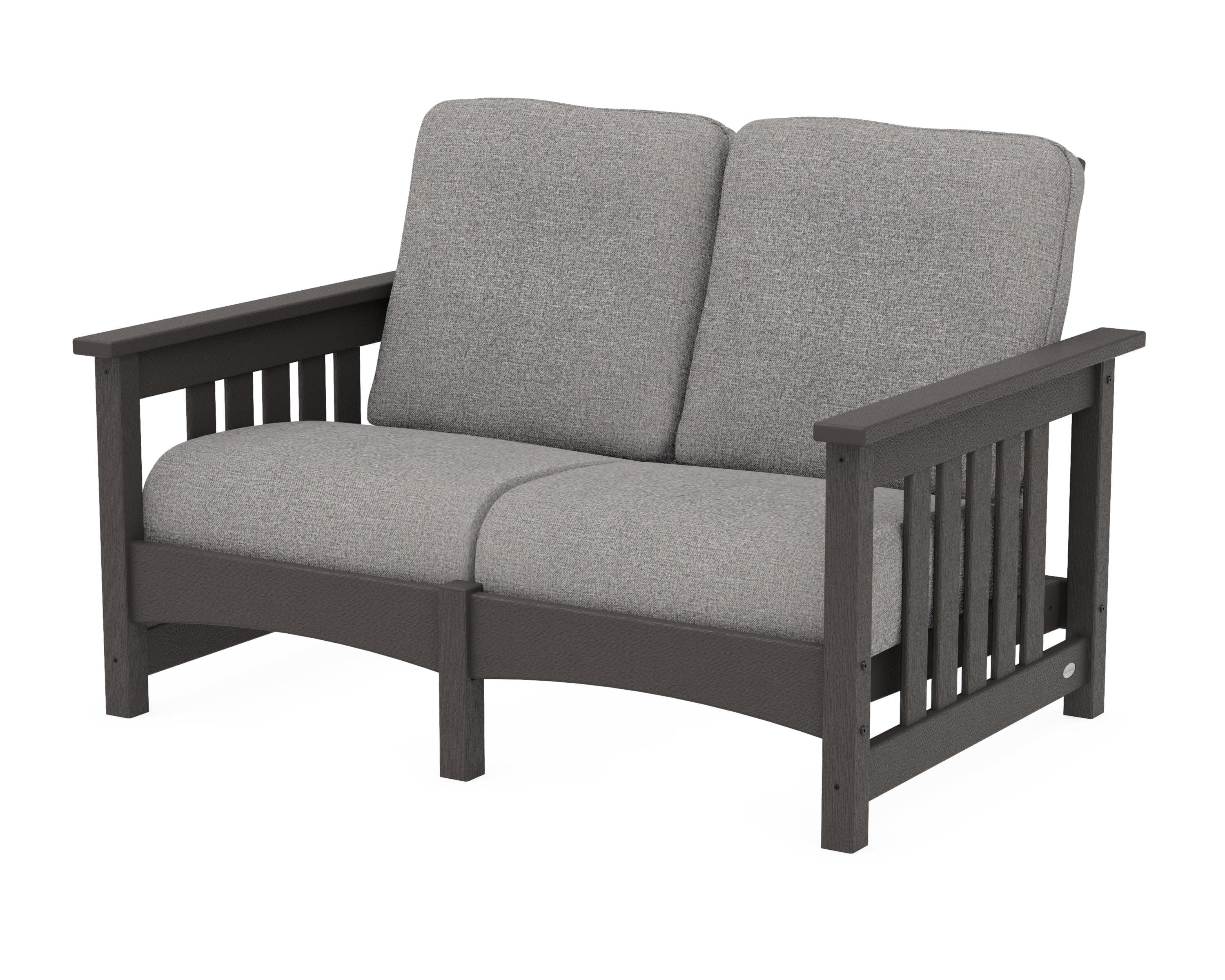 Club Mission Loveseat in Vintage Coffee / Grey Mist